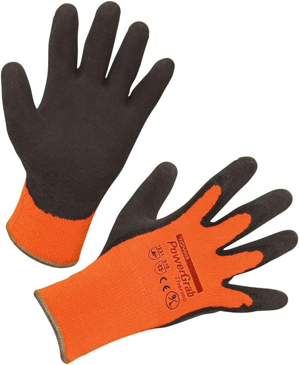 Arbeitshandschuhe Thermo Strickhandschuh Latex mit Acrylfutter Größe: 11, orange