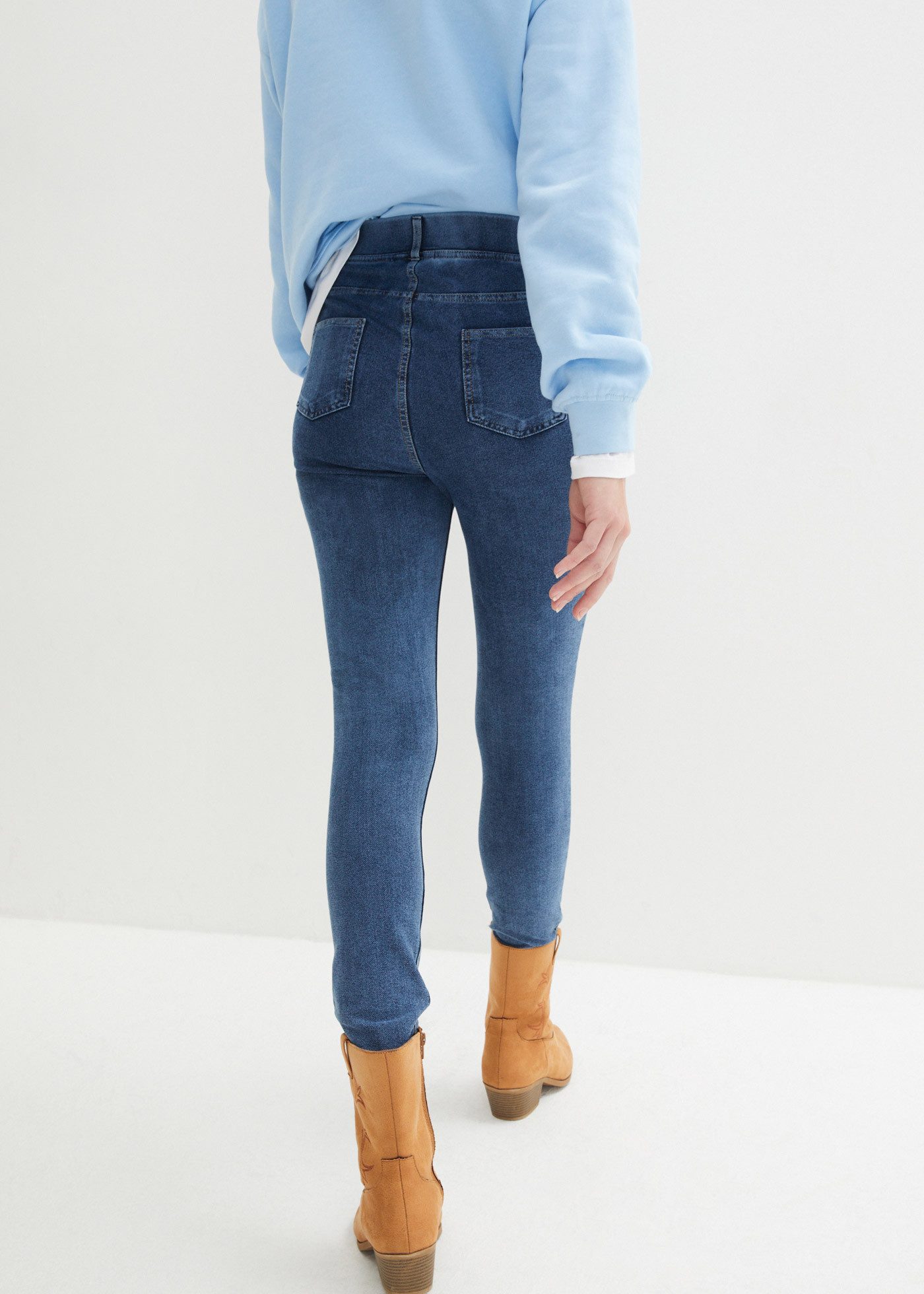 bonprix Leggings aus Baumwollmischung, Slim fit, in Jeansoptik, mit Eingrifftaschen