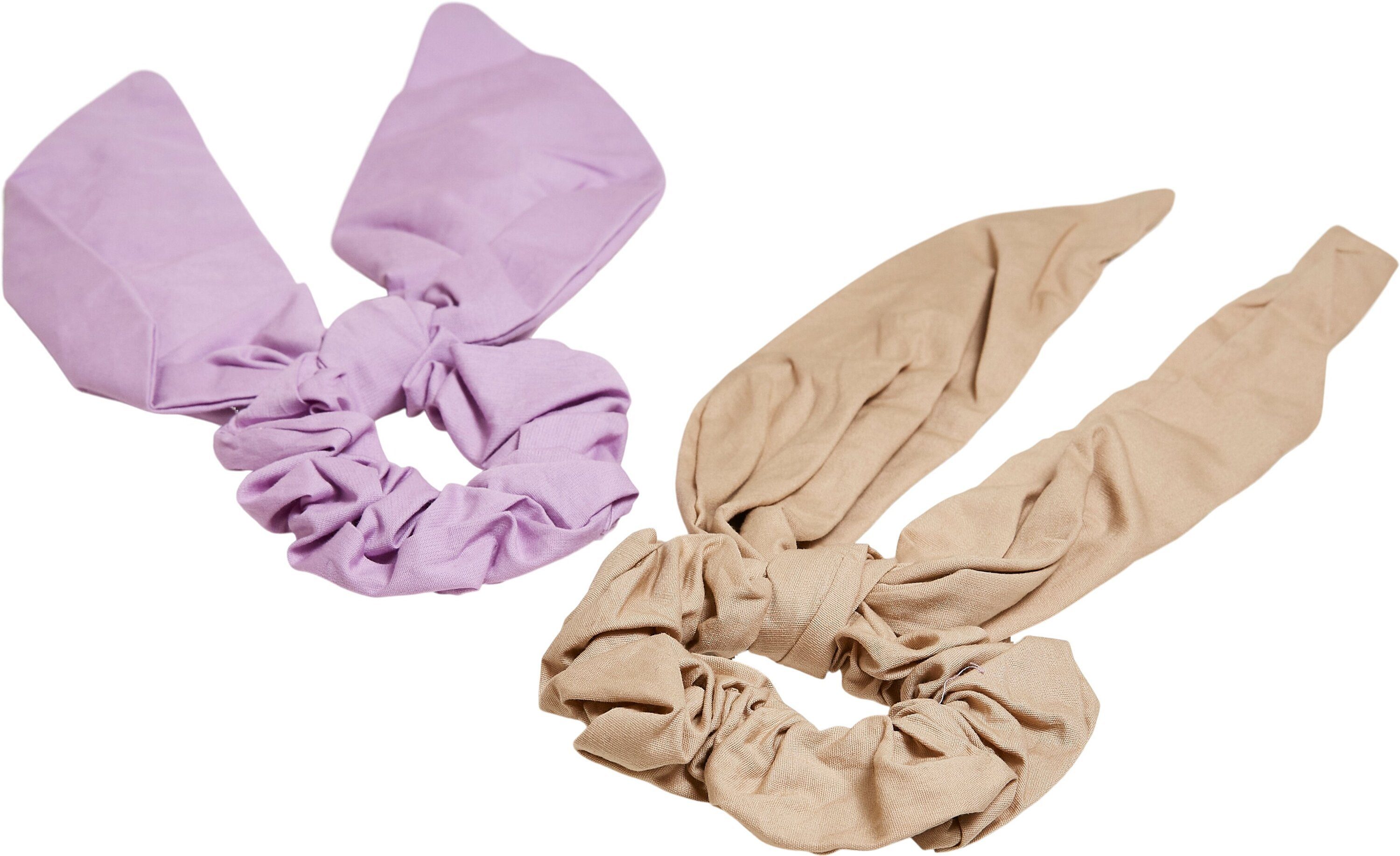 URBAN CLASSICS Schmuckset Accessoires Scrunchies With XXL Bow 2-Pack (1-tlg) lightlilac/beige