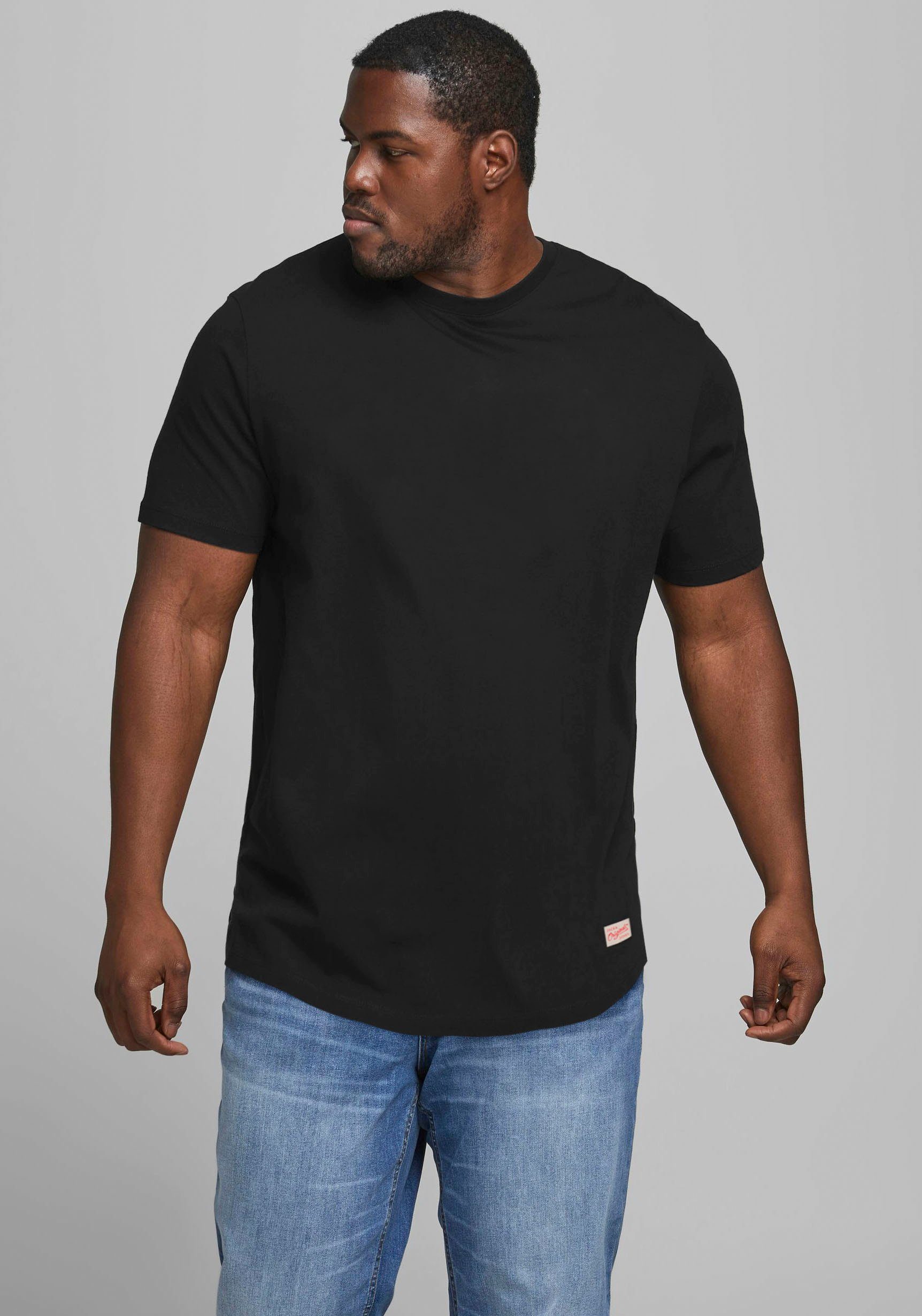 Jack & Jones PlusSize T-Shirt NOA TEE mit abgerundetem Saum, bis Größe 6XL