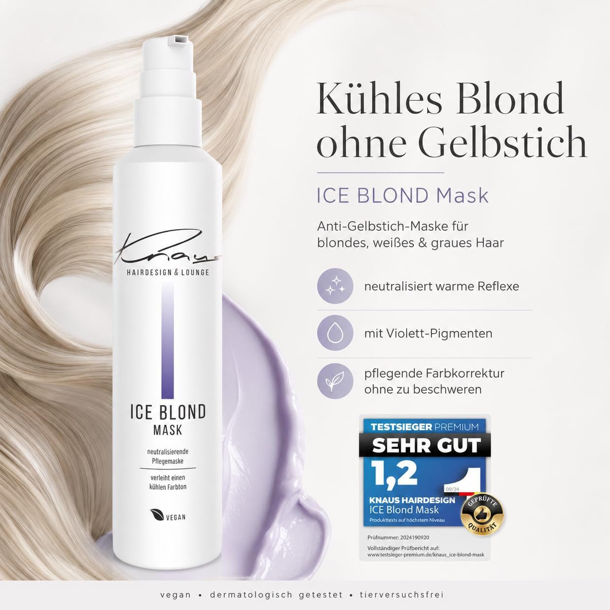 Knaus Hairdesign Haarmaske Knaus Ice Blond Mask 200ml - Friseur Anti-Gelbstich Haarmaske, 1-tlg.