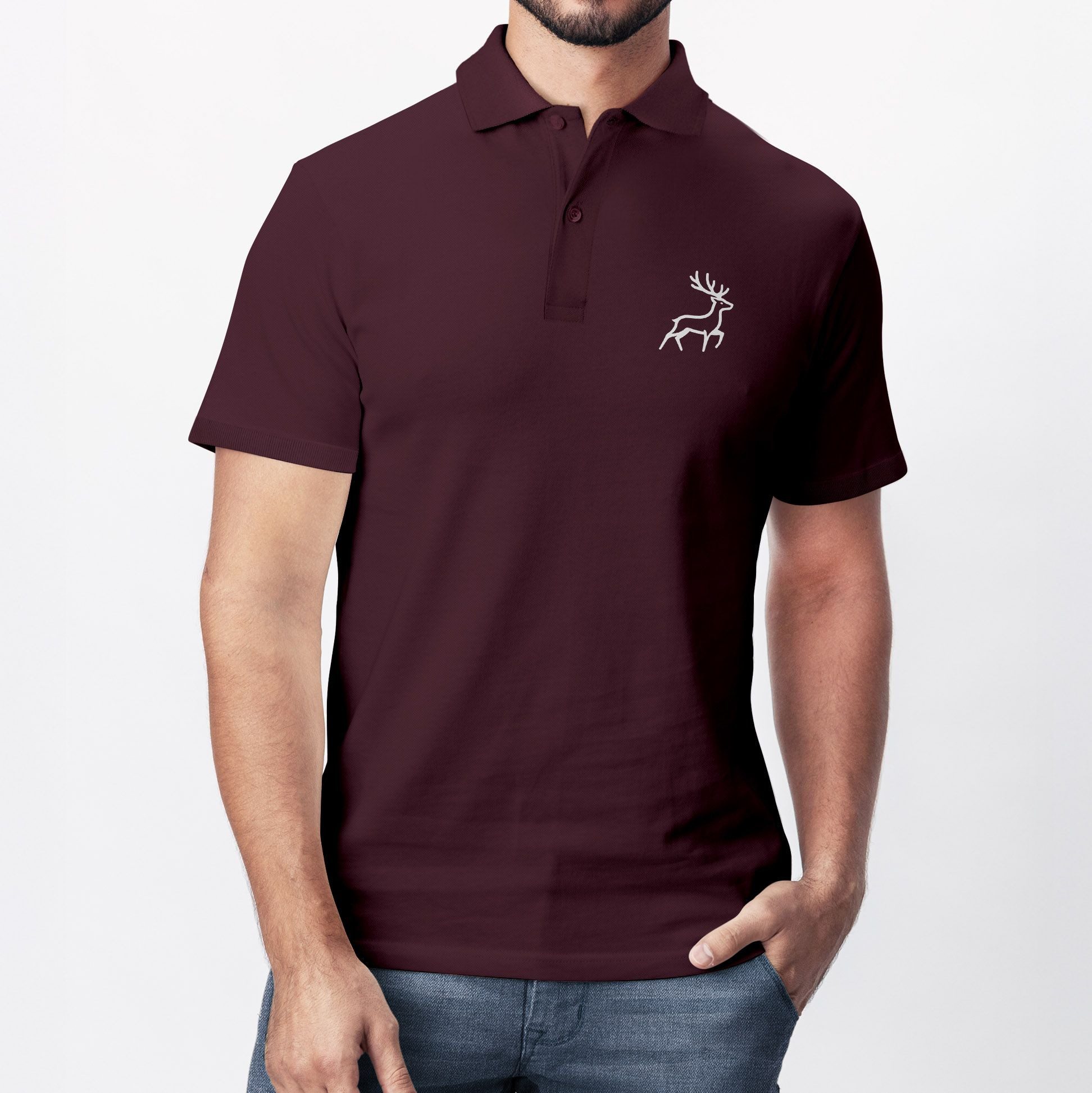 Neverless Poloshirt Poloshirt Herren mit Grafik Print Hirsch – Kurzarm Polo Sommer Casual mit Print