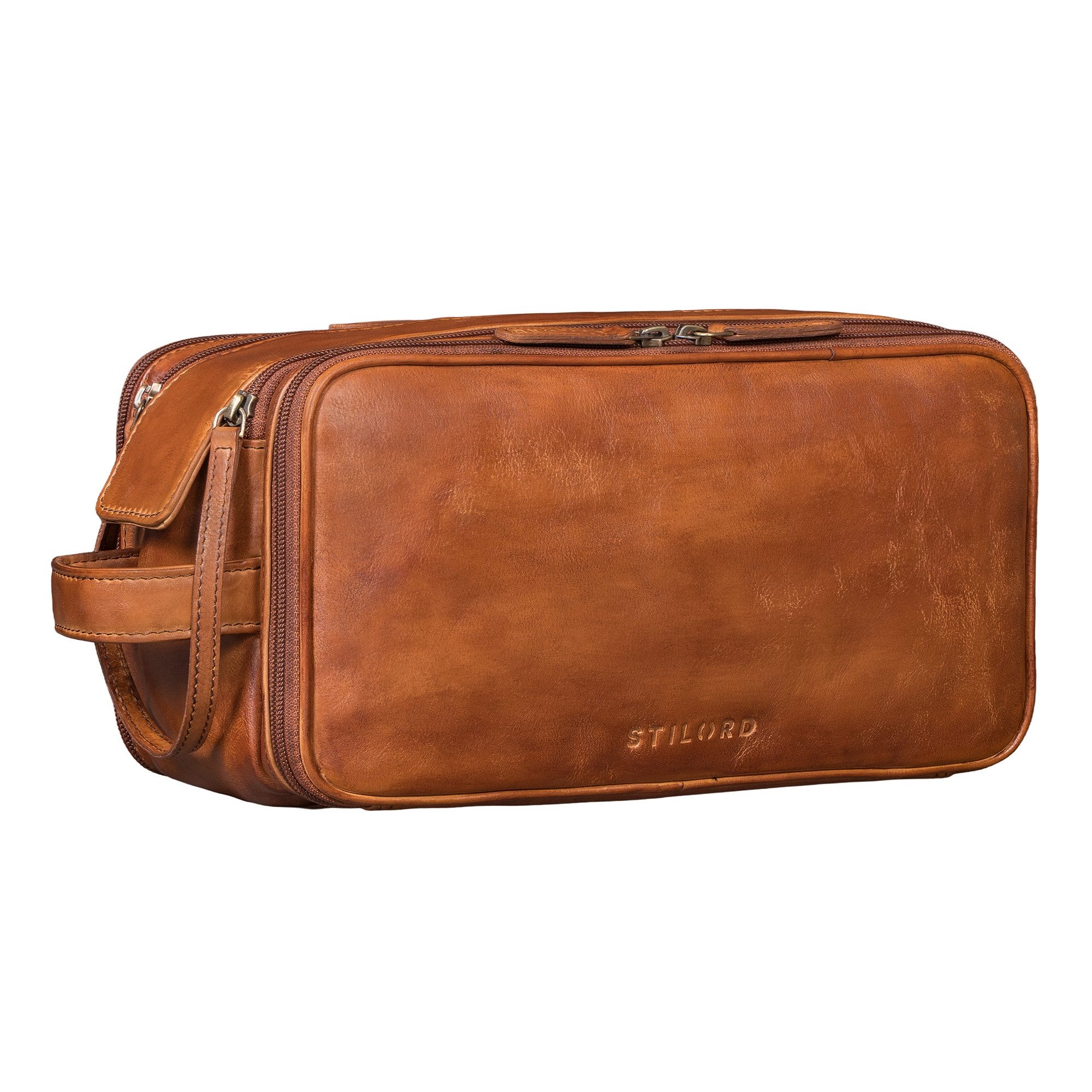 STILORD Kulturbeutel "Barlow" Kulturtasche Herren Damen Leder Groß