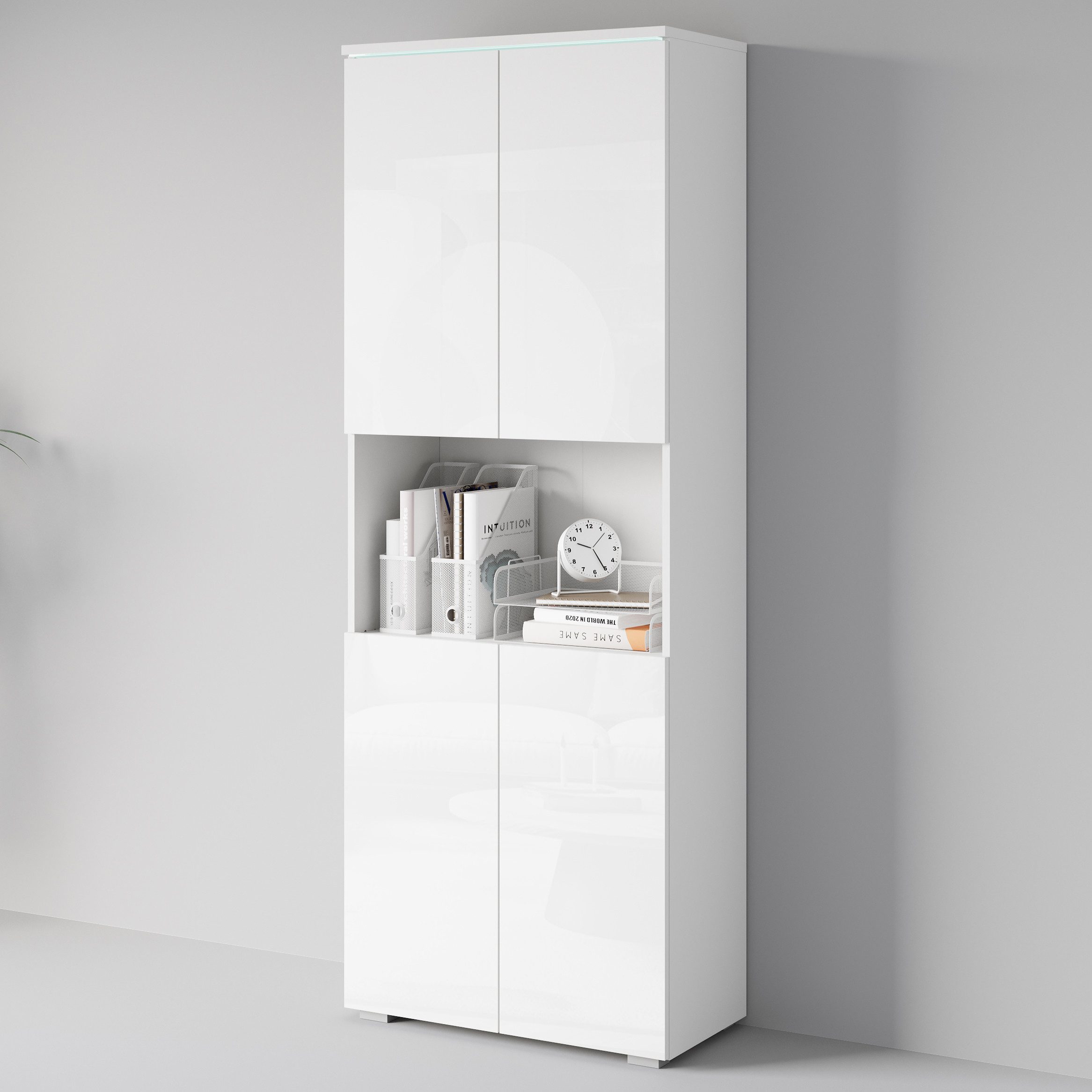 INOSIGN Aktenschrank Vera, Mehrzweckschrank mit LED-Beleuchtung Praktischer Stauraum mit höhenverstellbaren Ablageböden, H. 182 cm