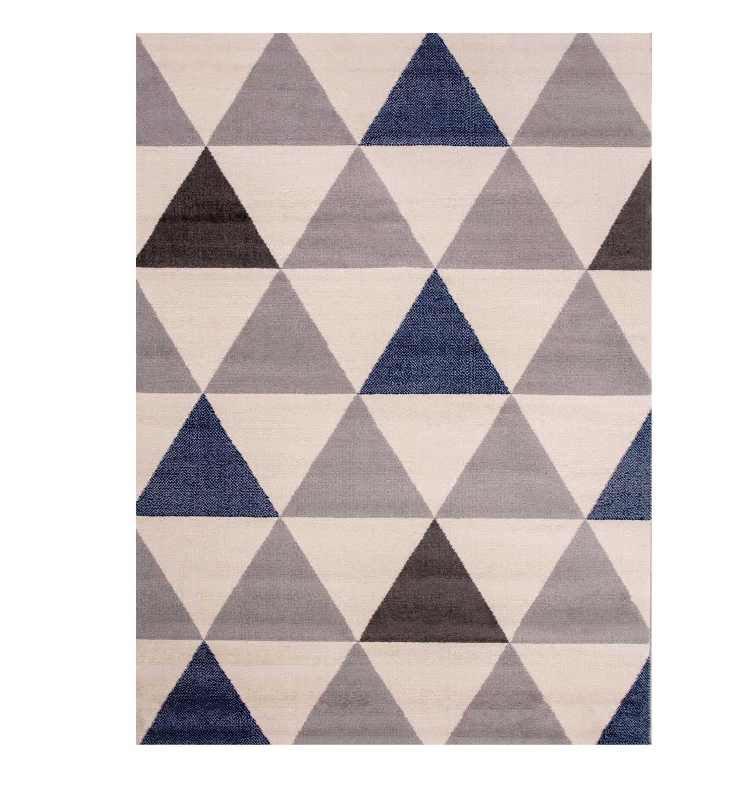 Vimoda Teppich Teppich Wohnzimmer kurzflor Blau Dreieck Muster, Rechteckig, Teppich Schlafzimmer Blau