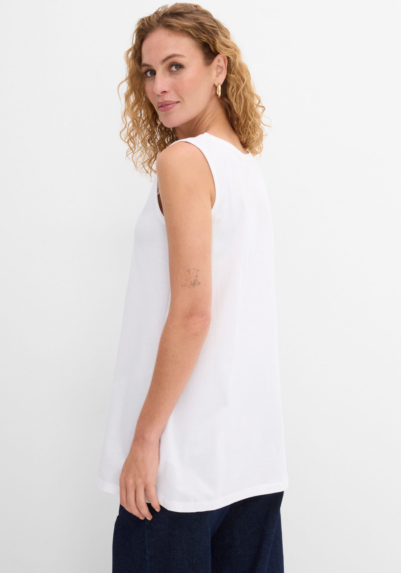 bonprix Longtop mit elegantem Faltendetail, lockere Passform, reine Baumwolle