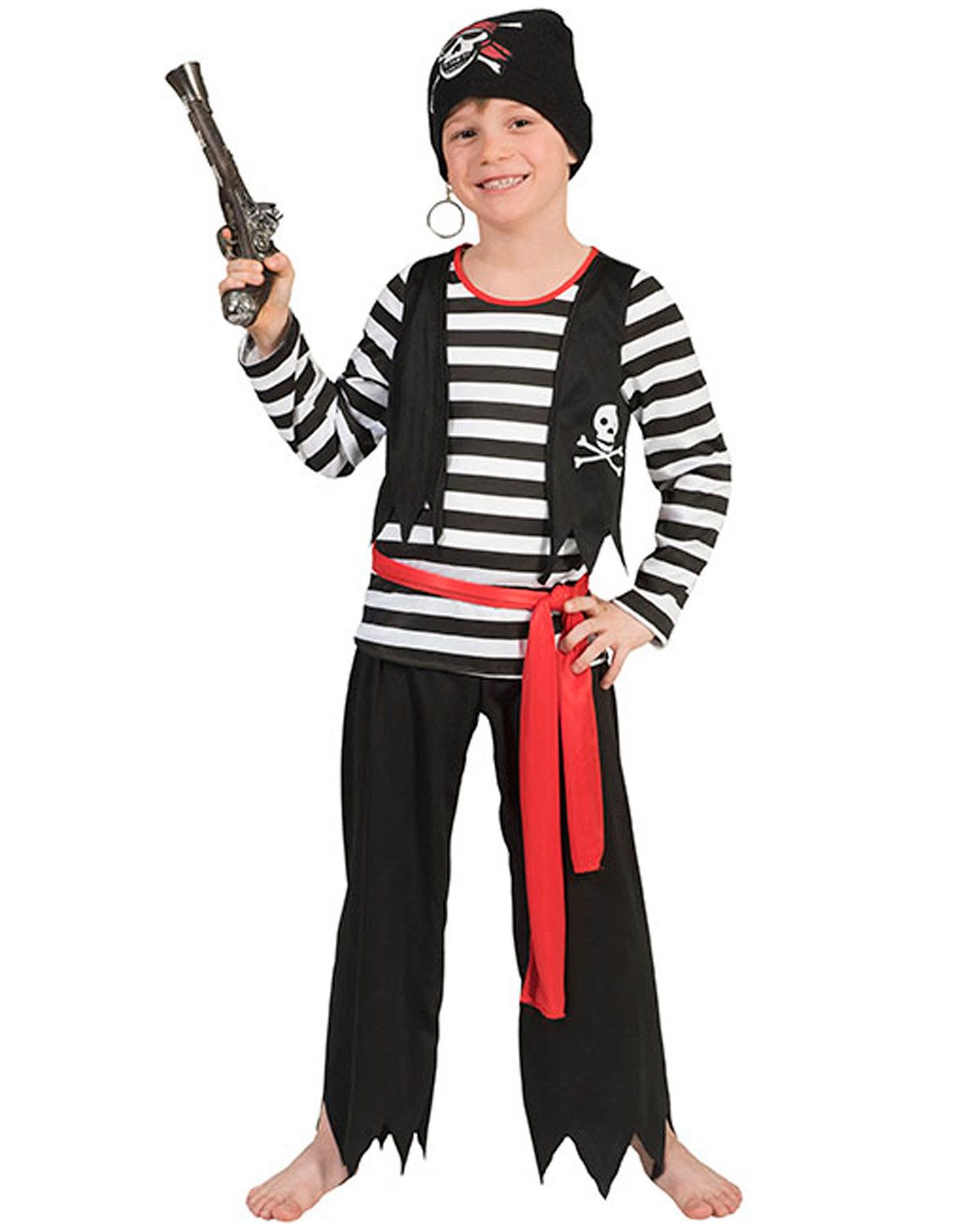 Funny Fashion Kostüm Piraten Kinderkostüm - 3-tlg. Anzug, Schwarz Weiß