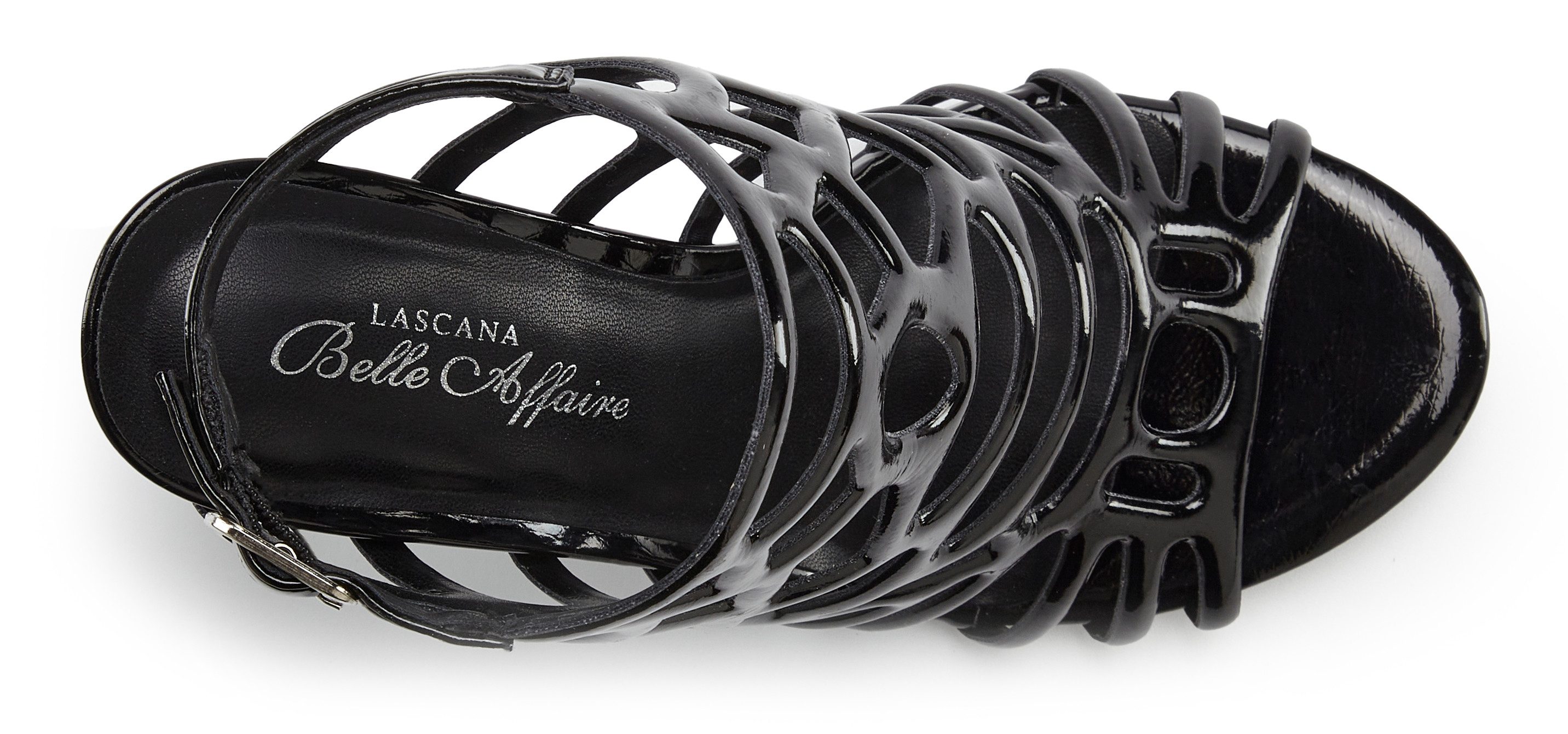 LASCANA Belle Affaire Sandalette mit Cut-Outs, High-Heel-Sandalette verführerischer Sommerschuh in Lack-Optik, Sandale