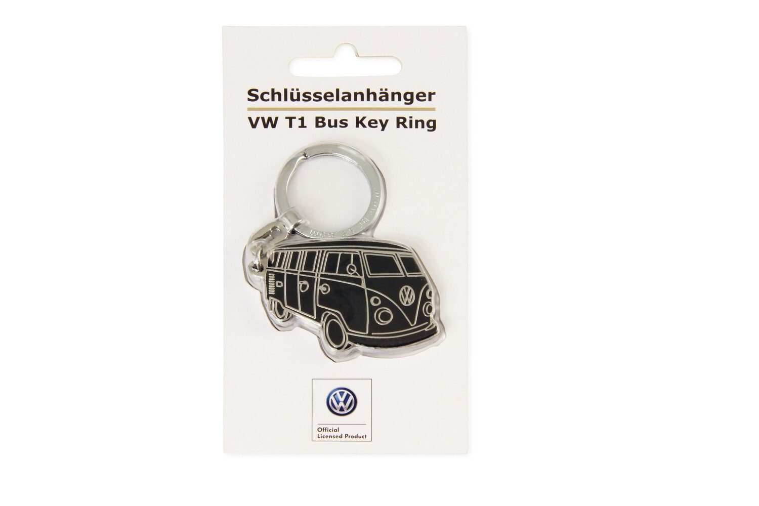 VW Collection by Schlüsselring BRISA Schlüsselanhänger Volkswagen im Bus Schwarz Hartemaille/Vernickelt Bulli Design, T1