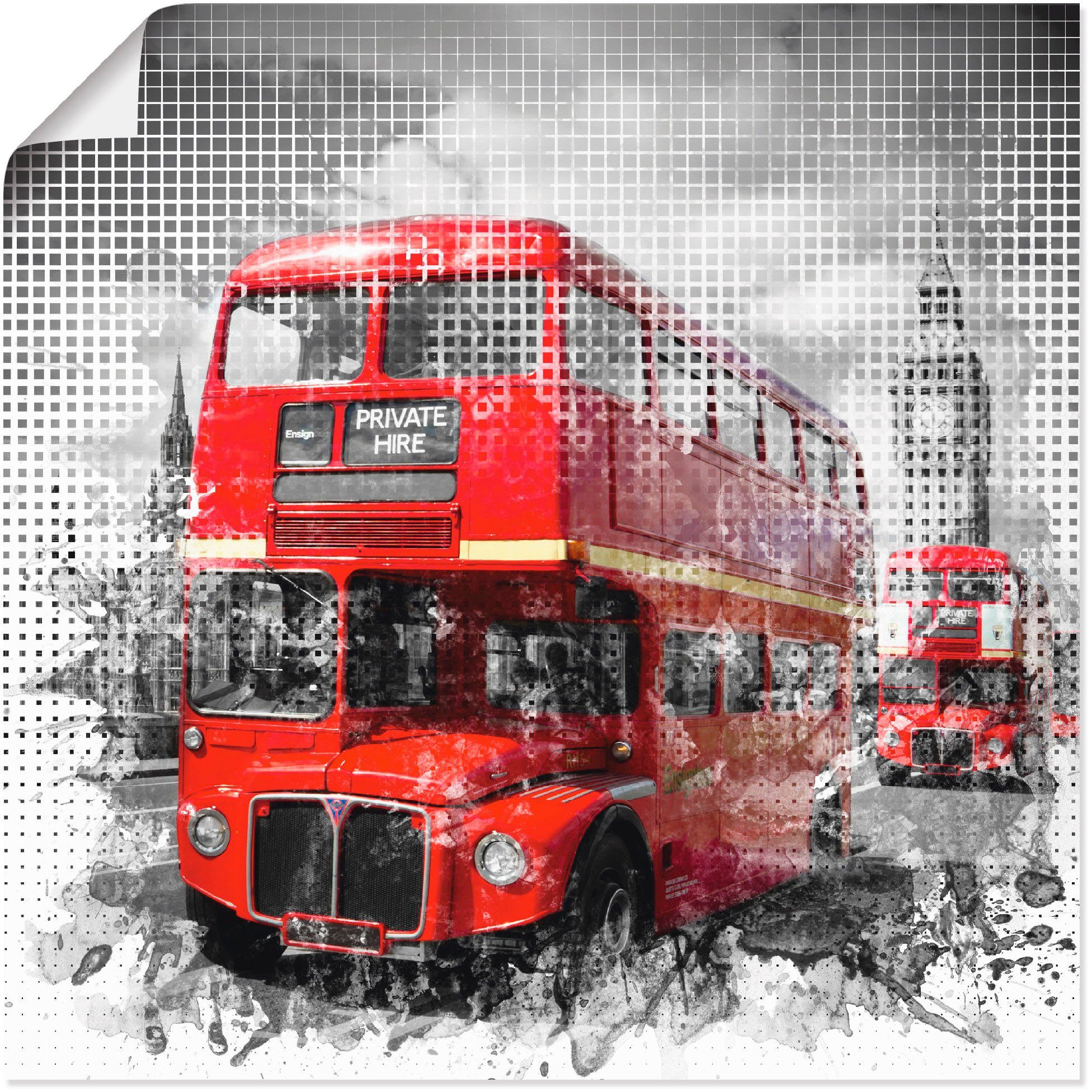 Artland Wandbild London Westminster Rote Busse, Auto (1 St), als Alubild, Leinwandbild, Wandaufkleber oder Poster in versch. Größen | Poster