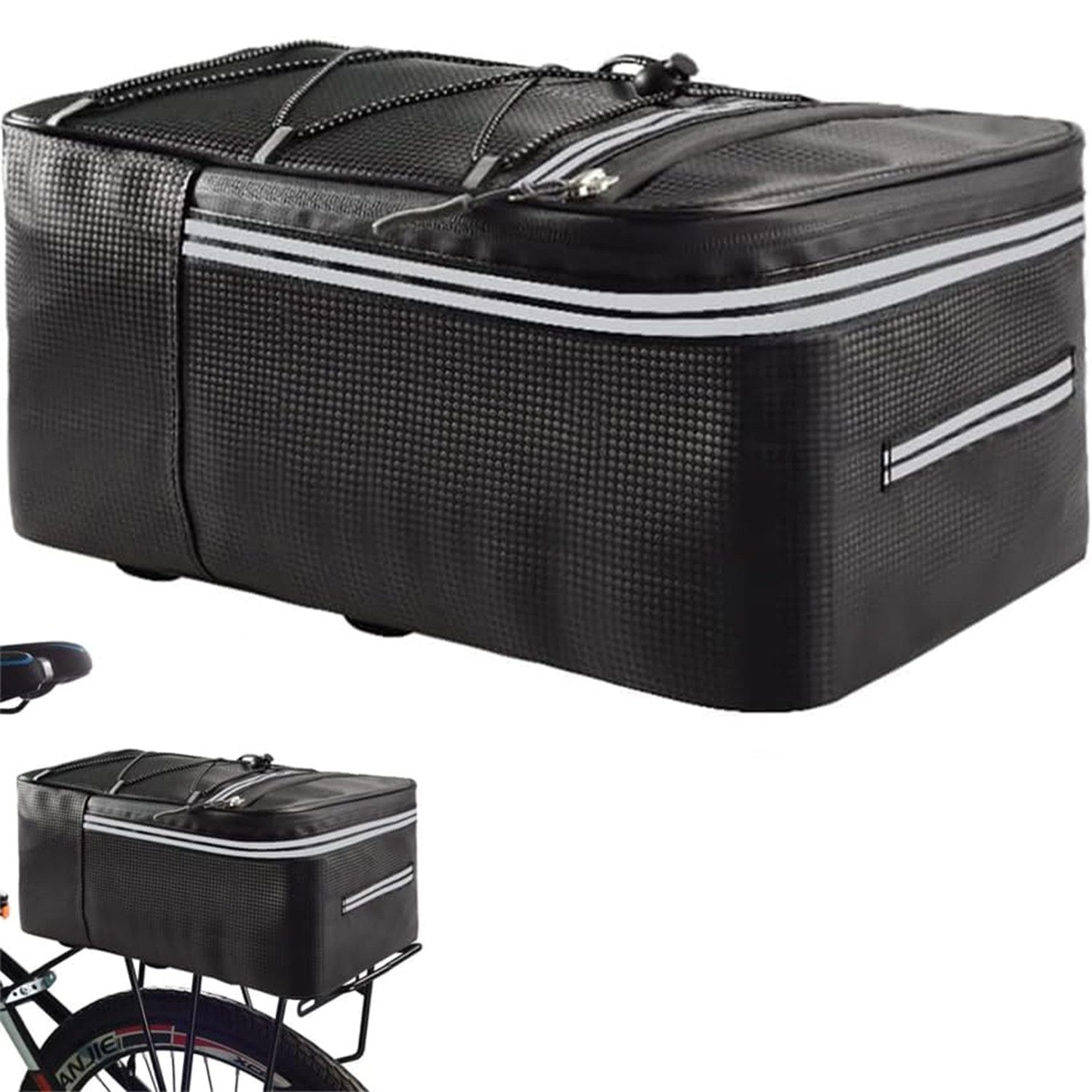 Rhein Beleuchtung Fahrradtasche Fahrradtaschen zum Transport von Gegenständen auf Велосипедыn( 12 L) (fahrradtaschen für gepäckträger, gepäckträgertasche), mit Reflexstreifen und wasserdichtem Reißverschluss