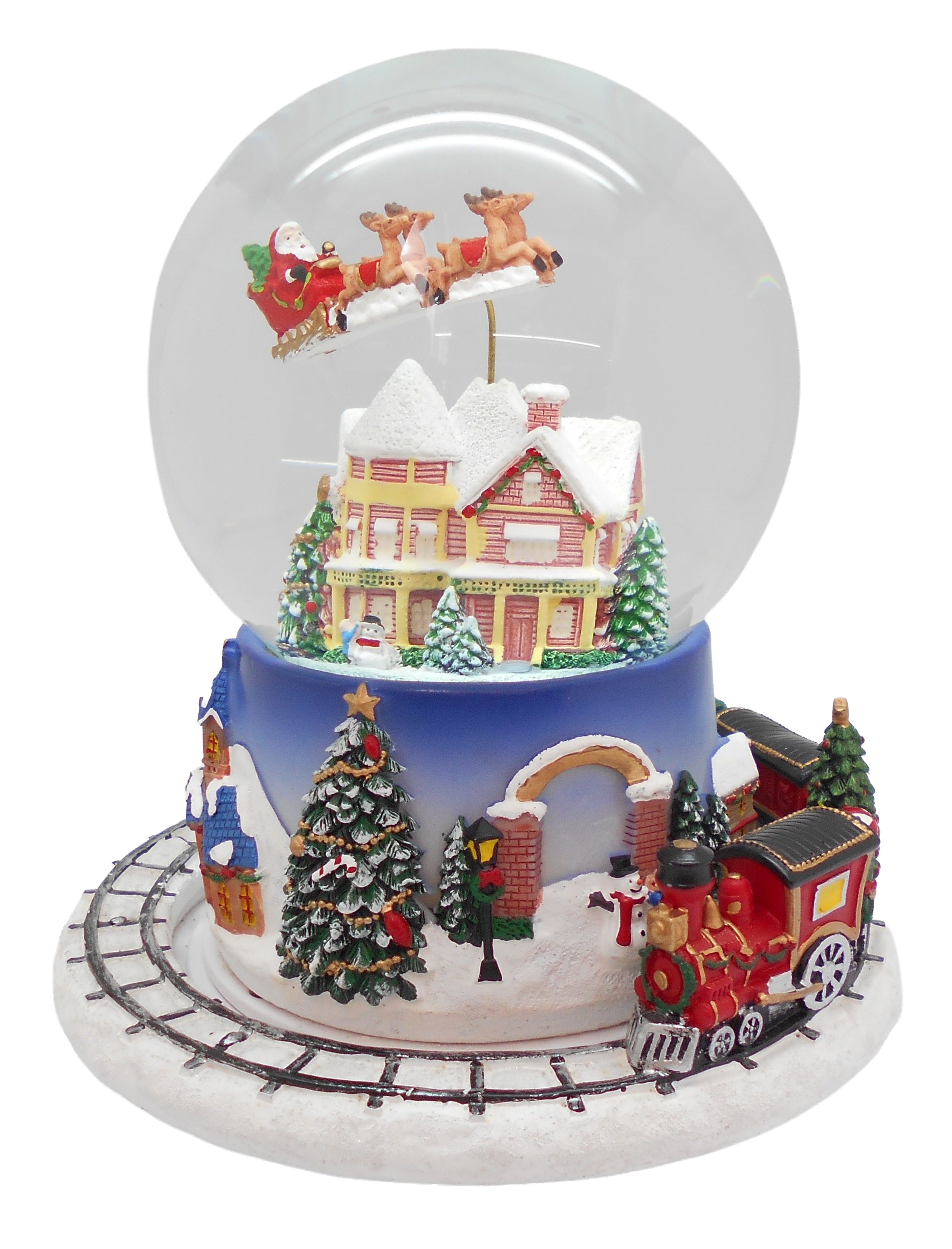 Musicboxworld Spieluhr Schneekugel mit drehendem Zug