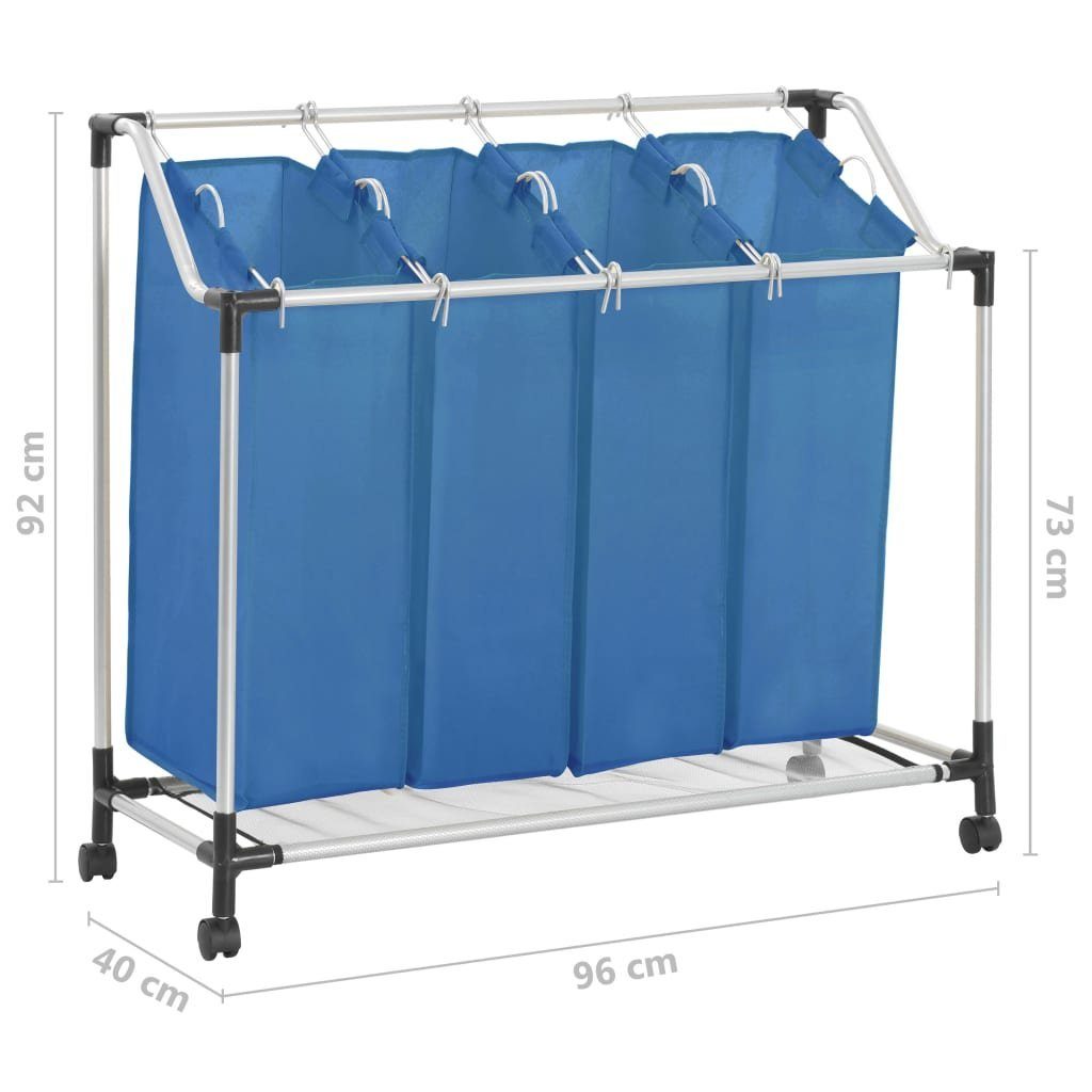 vidaXL Wäschekorb Wäschesortierer Taschen mit Blau Stahl (1 4 St)