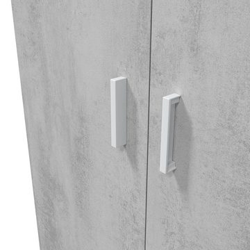 freiraum Mehrzweckschrank Tidy in Weiß / Beton Grau - 80x182x37 (BxHxT)