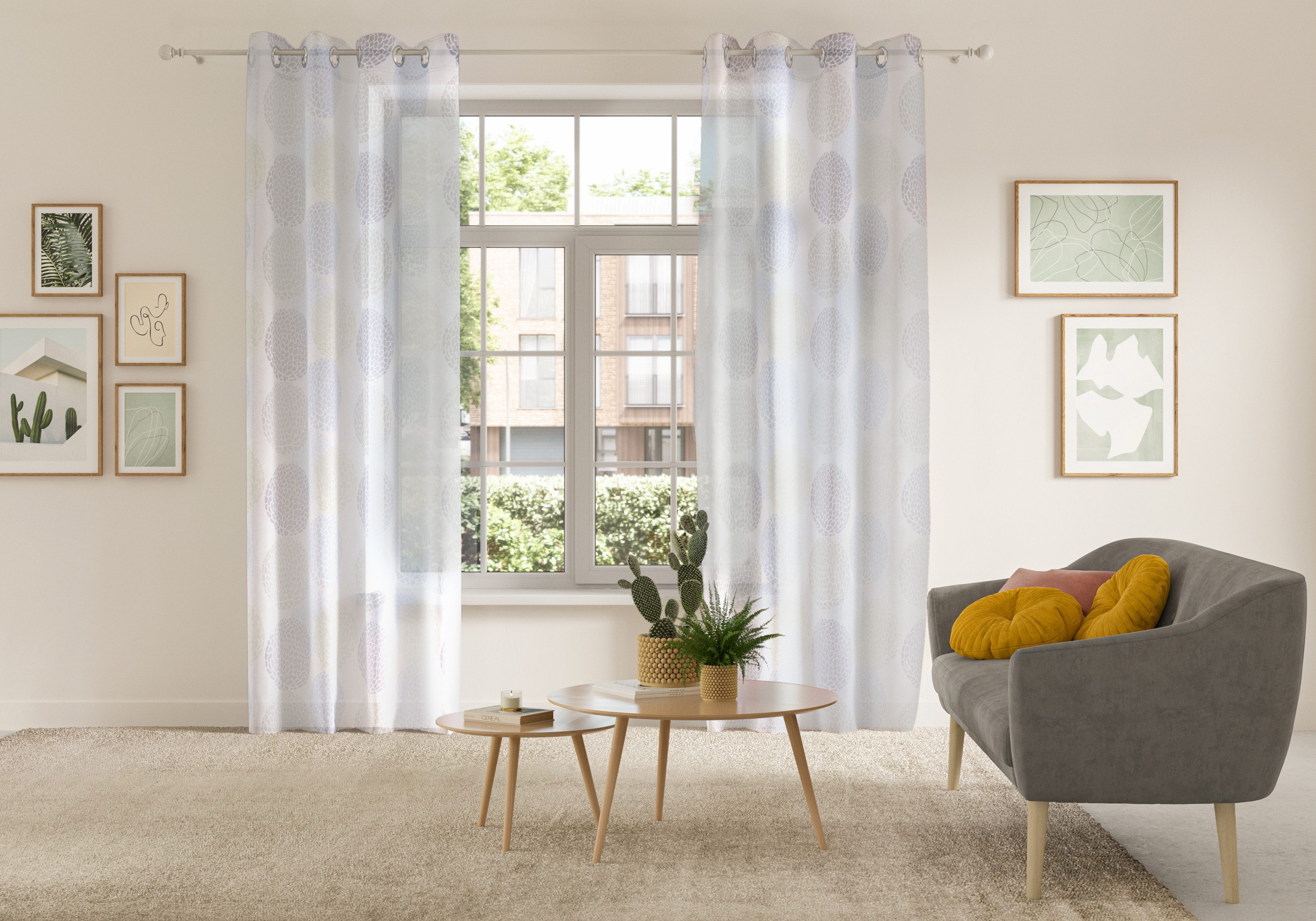 OTTO home Gardine BELEM (1 St), Ösen, transparent, Polyester, 1 Schal, Polyester, Kreise