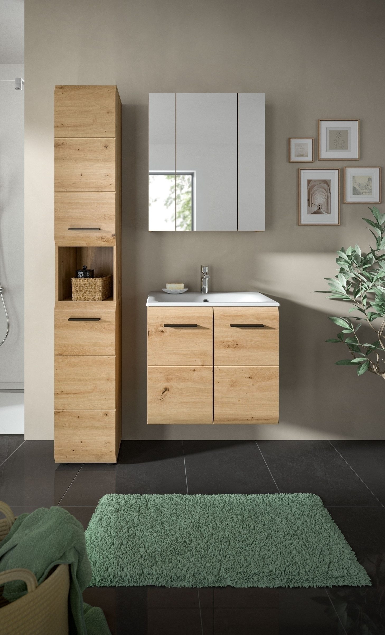 freiraum Badezimmer-Set Ice, in artisan oak - 105x185x46cm (BxHxT)