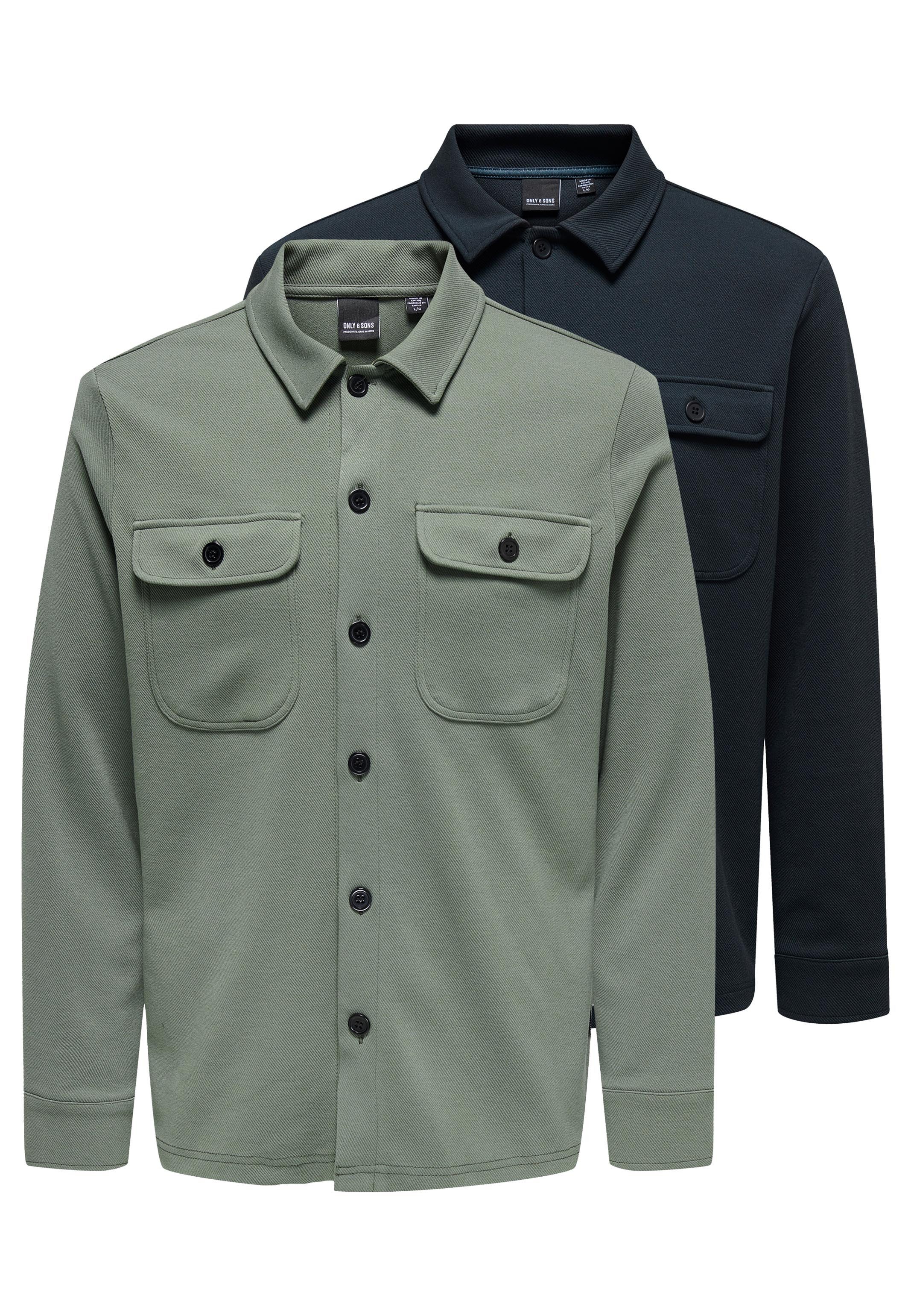 ONLY & SONS Hemdjacke 2er Pack Newkodyl (Spar-Set, 2-St) Hemdjacke / Overshirt - Blickdicht - Vielseitig kombinierbares Basic