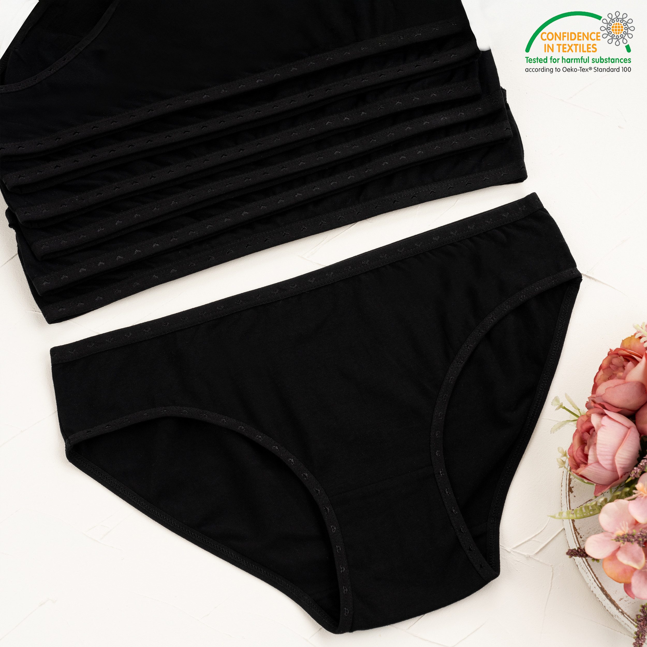 LOREZA Taillenslip 7 Damen Slips Unterhosen Schwarz Weiss Unterwäsche Baumw günstig online kaufen