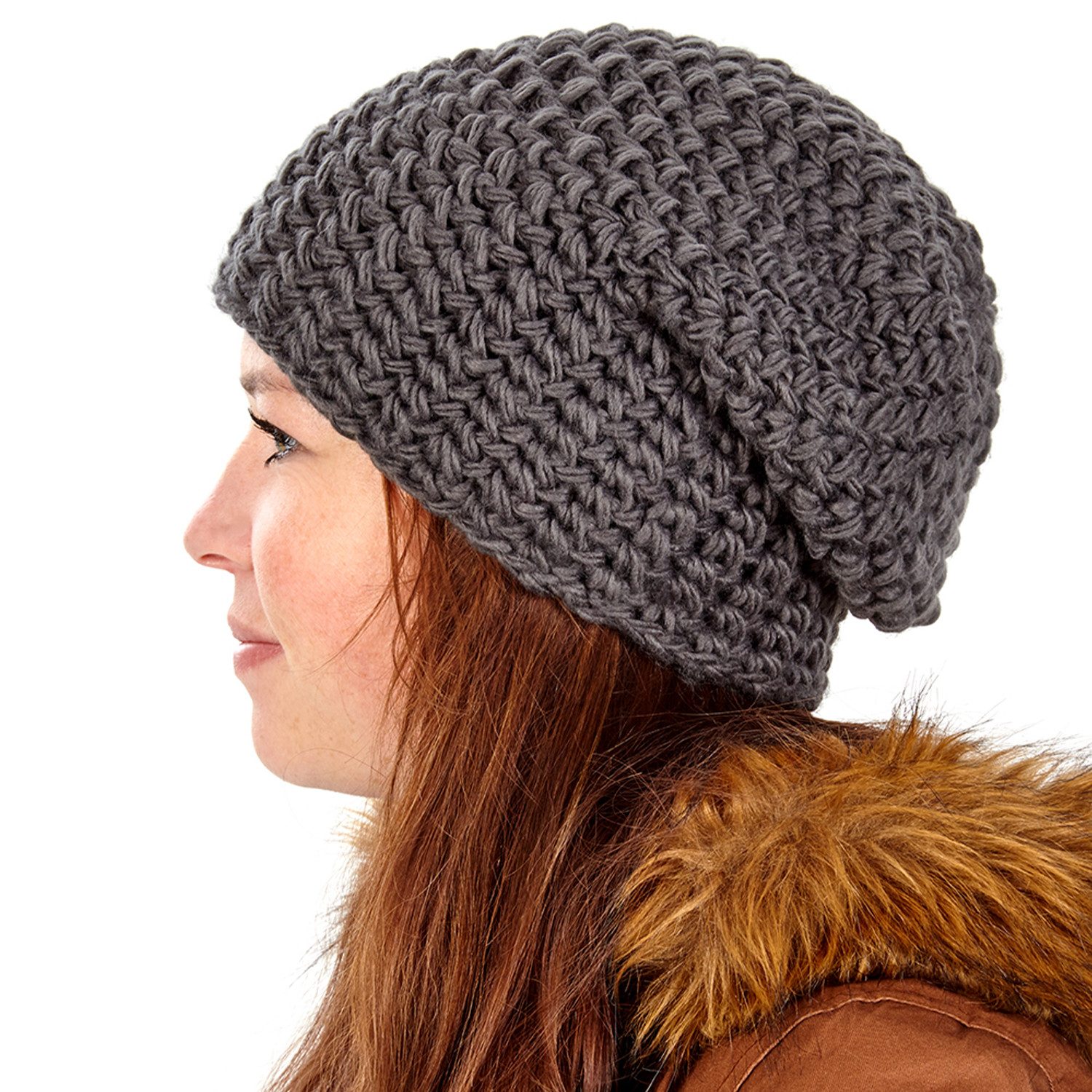 Tarjane Strickmütze Slouch Häkelbeanie Oversize Wintermütze für Damen