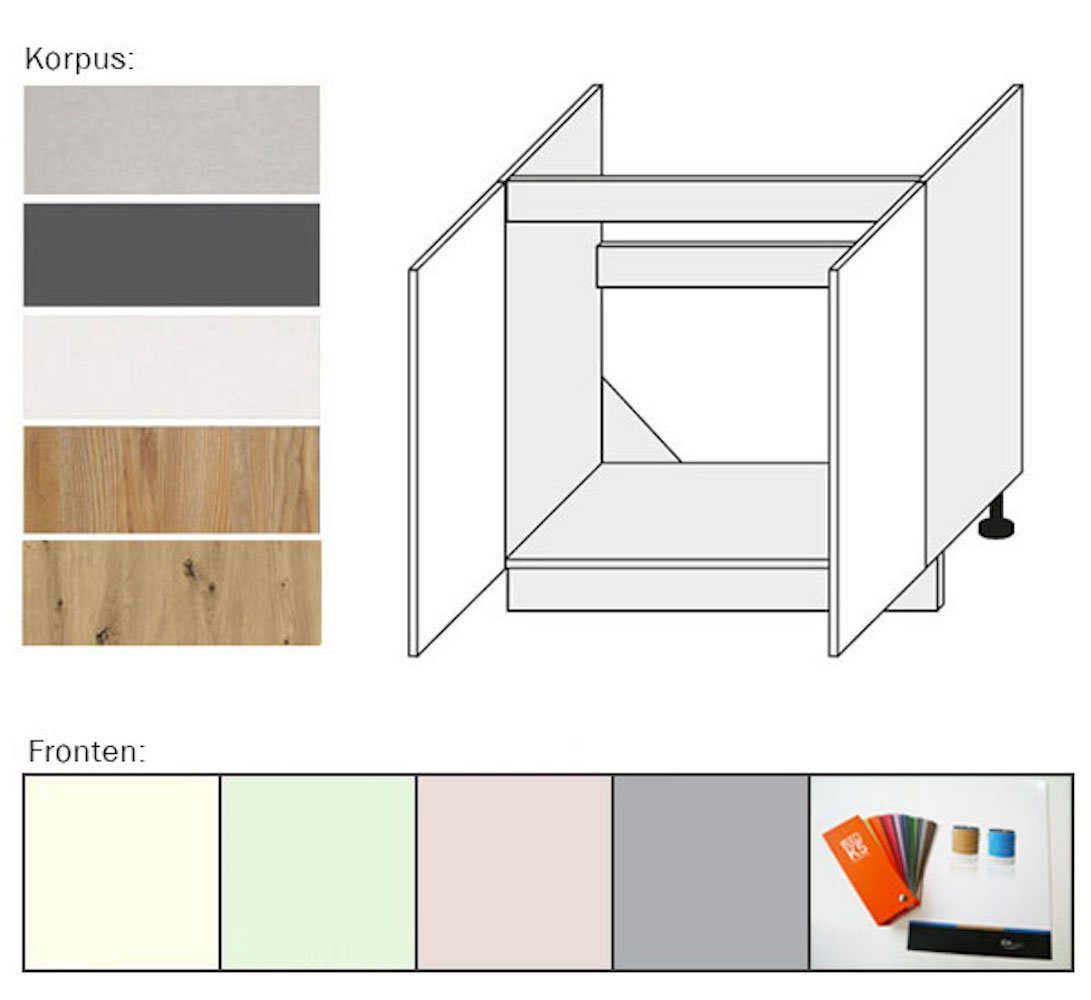 Feldmann-Wohnen Unterschrank Pescara (Pescara, 1-St) 80cm Front- und Korpusfarbe wählbar 2-türig