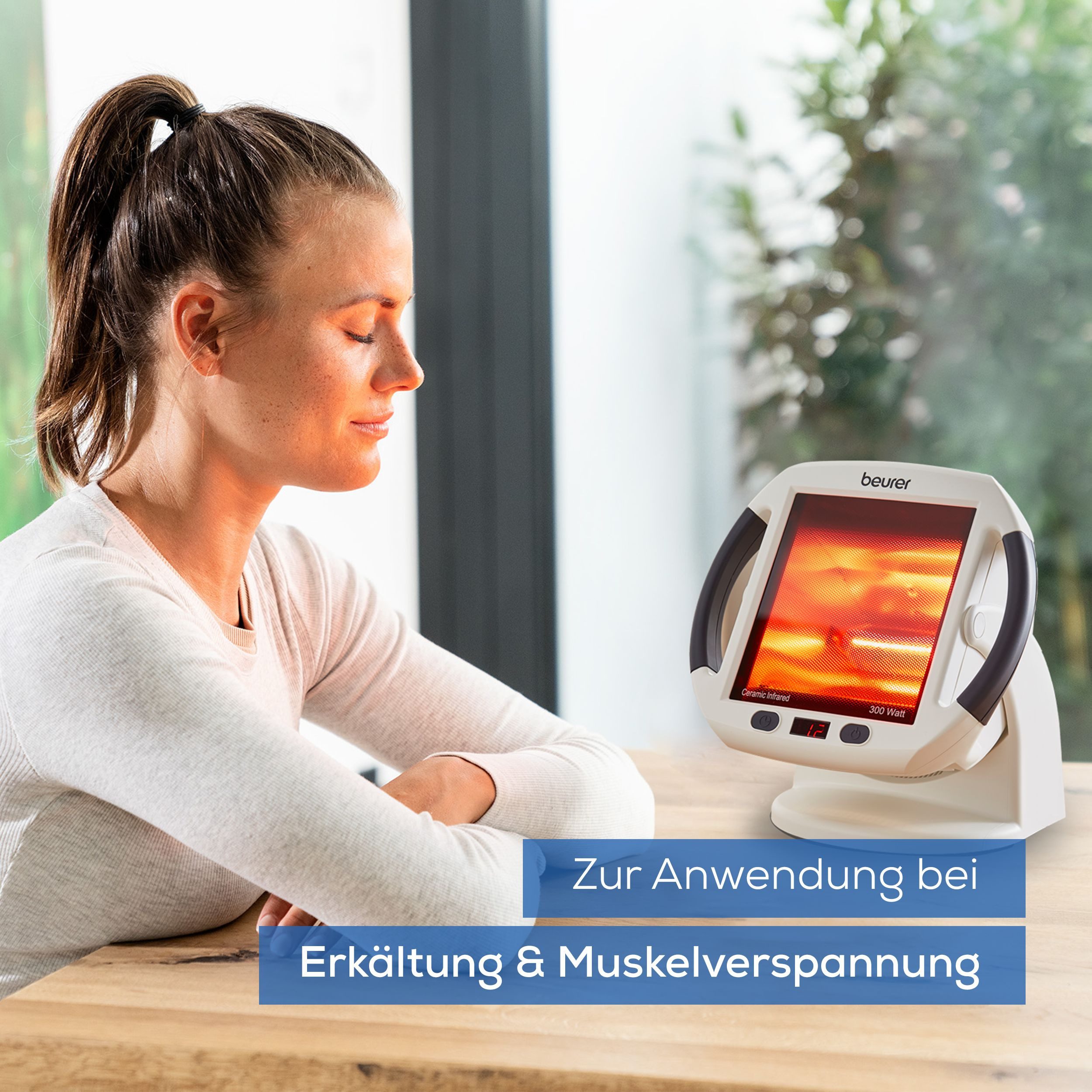 BEURER Infrarot-Wärmestrahler IL 50 tiefenwirksame Infrarotlampe mit 300 Watt, Medizinprodukt, Wohltuende Wärme bei Erkältungen und Muskelverspannungen