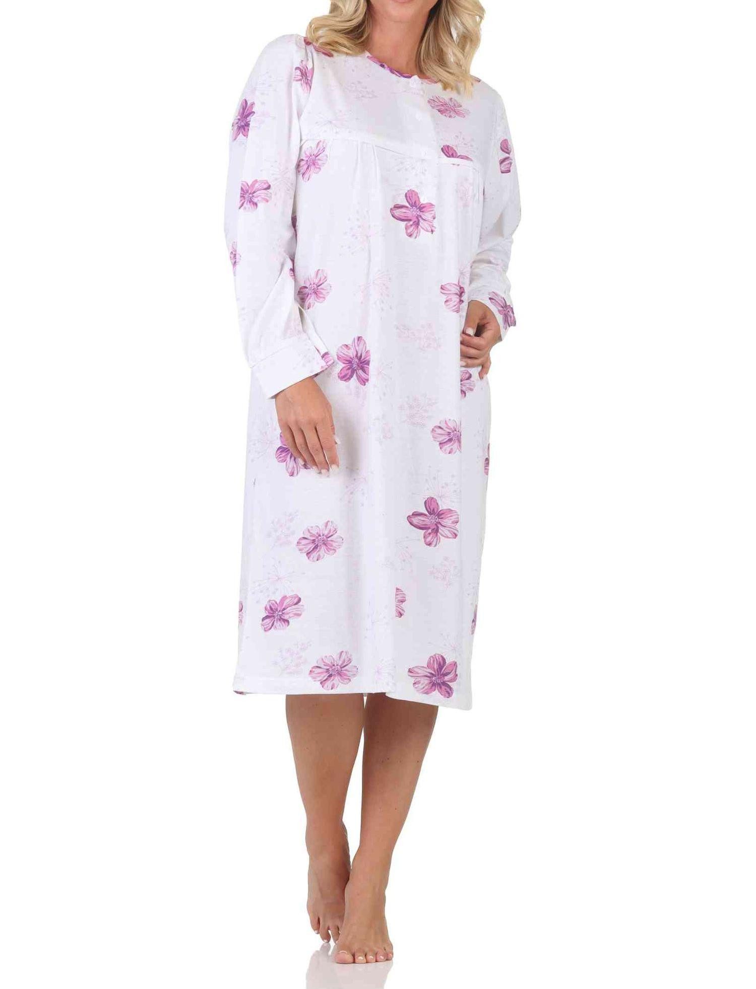 Normann Nachthemd Damen langarm Nachthemd im klassischen fraulichen Design
