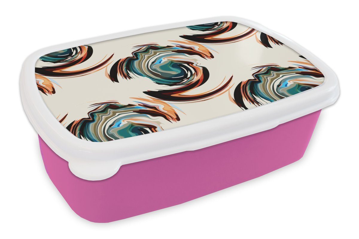rosa Brotbox Lunchbox Kinder, Farbe, Erwachsene, Mädchen, Kunststoff Muster (2-tlg), Snackbox, - MuchoWow - für Abstrakt Kunststoff, Brotdose