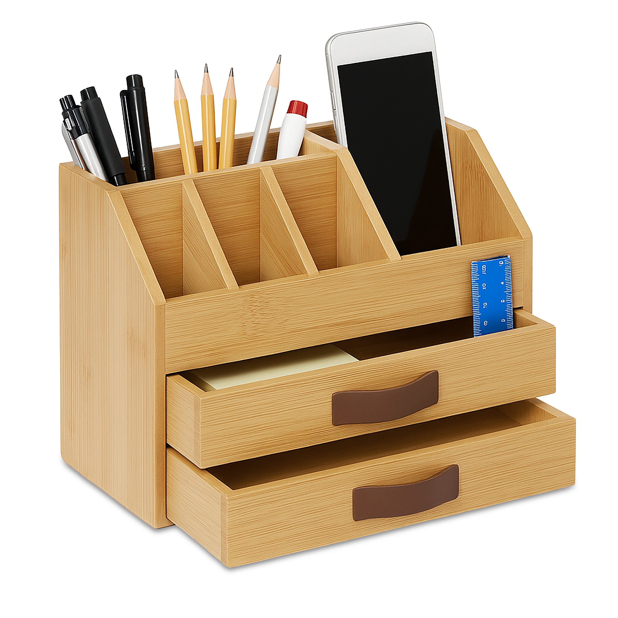 relaxdays Organizer Schreibtisch Organizer Bambus (1 St), A