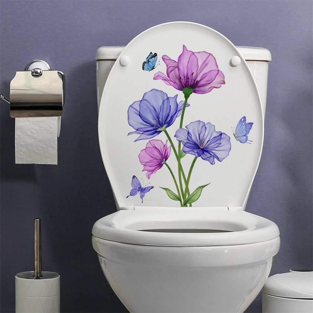 Rouemi Wandtattoo Cartoon Schmetterling Blume Aufkleber,Wandaufkleber,Toilette Aufkleber