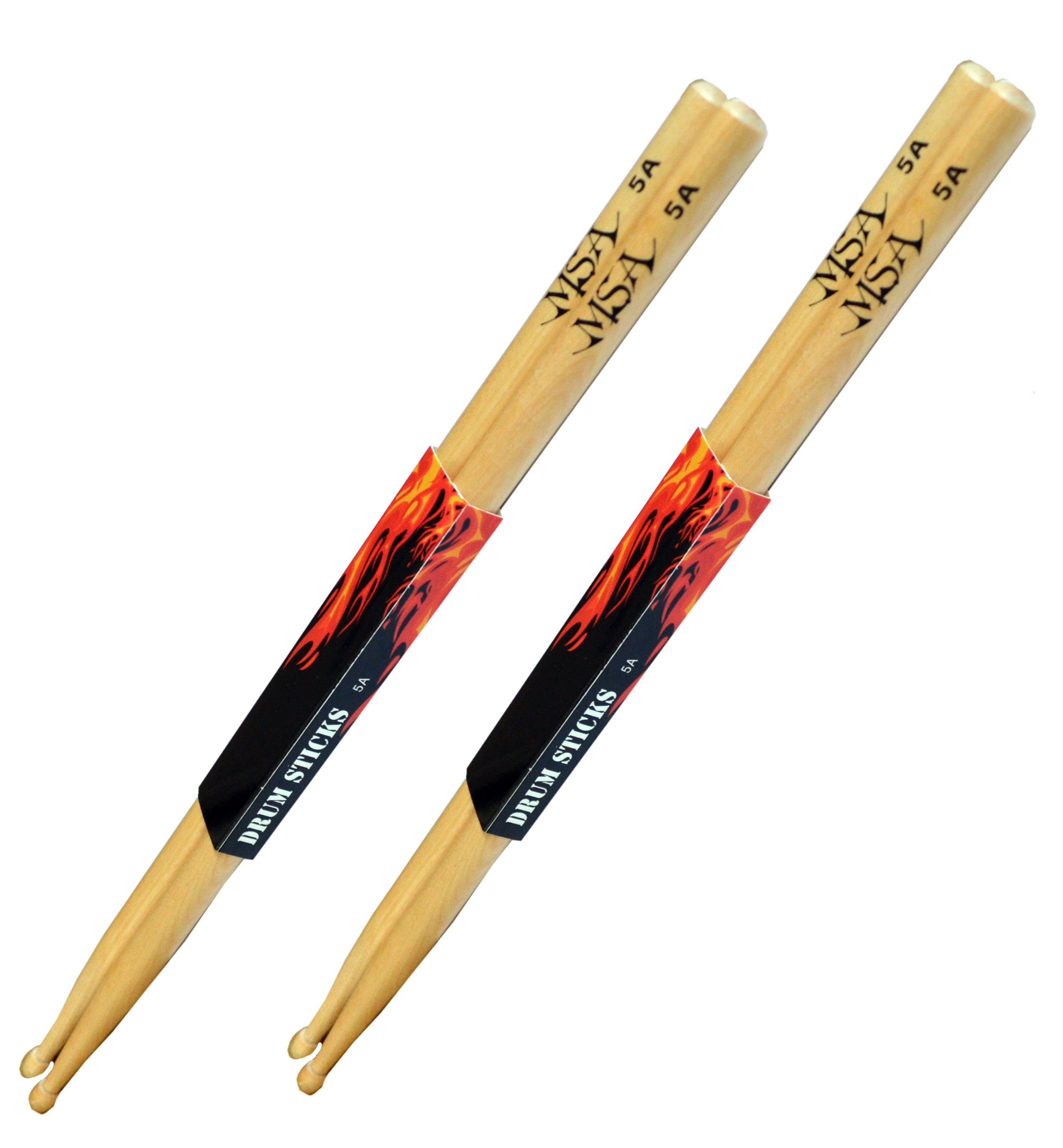 MSA Drumsticks 2 Paar Trommelstöcke, Schlagzeugstöcke, Sticks, Ahornholz 5A