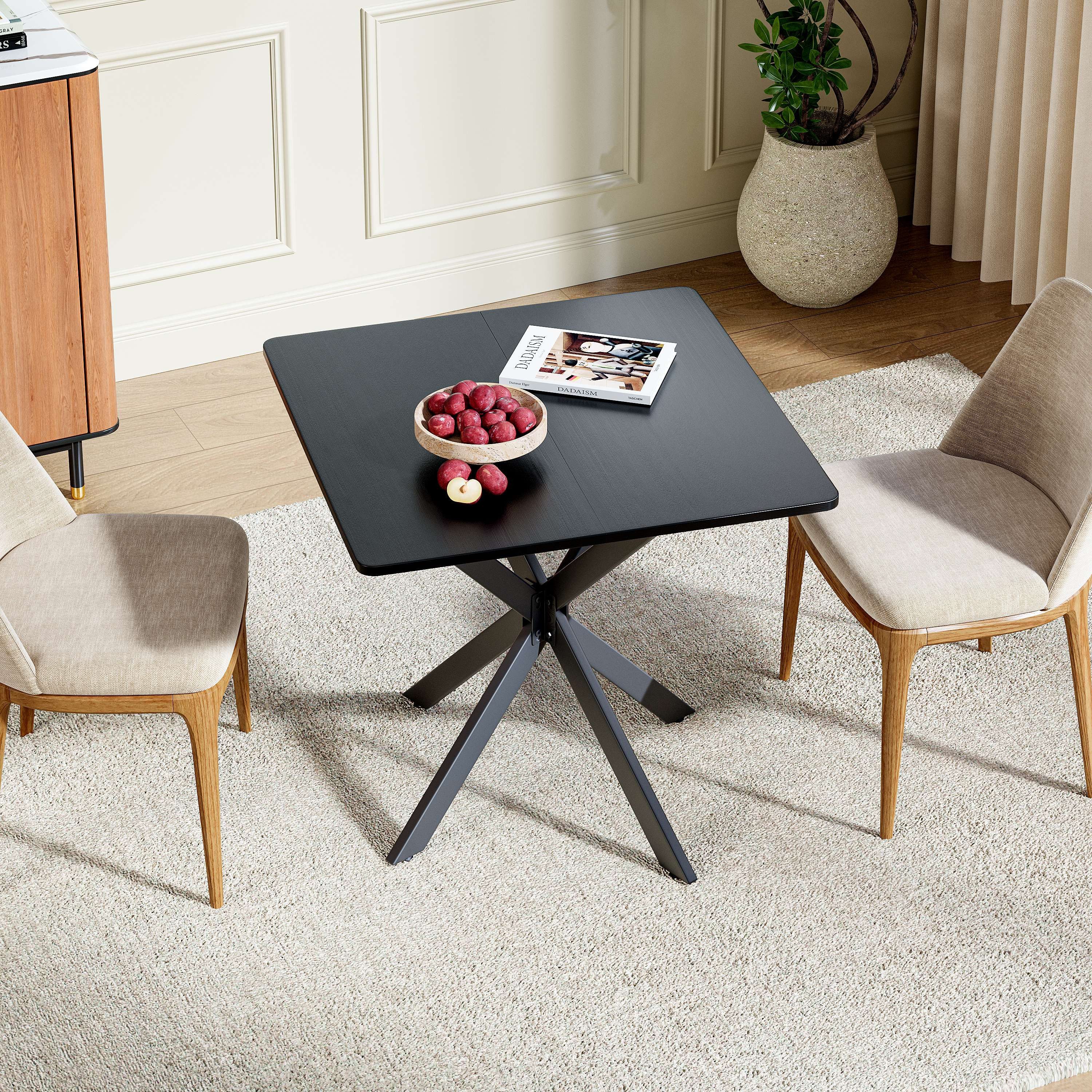 BlingBin Esstisch Küchentisch Quadratisch Esszimmertisch mit Spinnenfuß Kleiner Tisch (1 Stück, 1-St., 80 x 75 cm), für 2-4 Personen für Küche, Esszimmer und Wohnzimmer