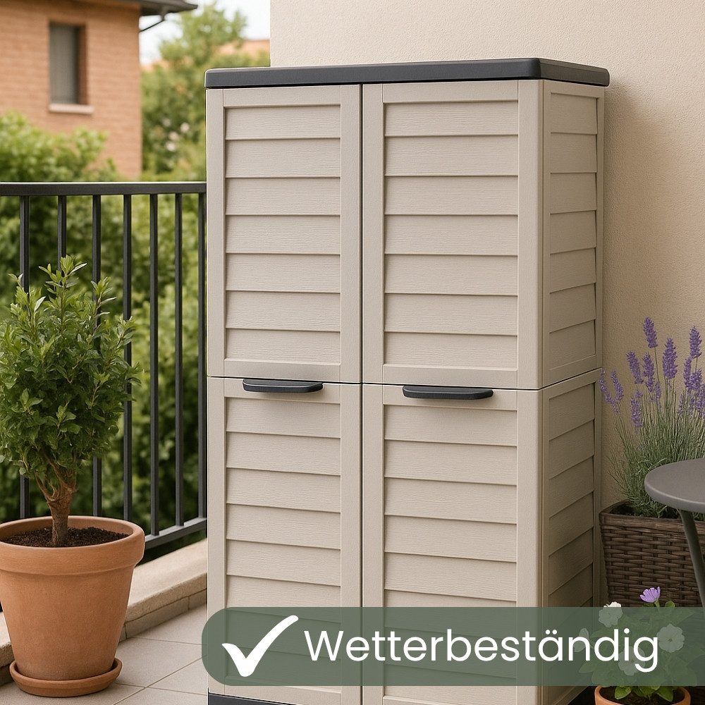 GarPet Garten-Geräteschrank Gartenschrank Wetterfest Outdoor Kunststoff Schrank Balkonschrank