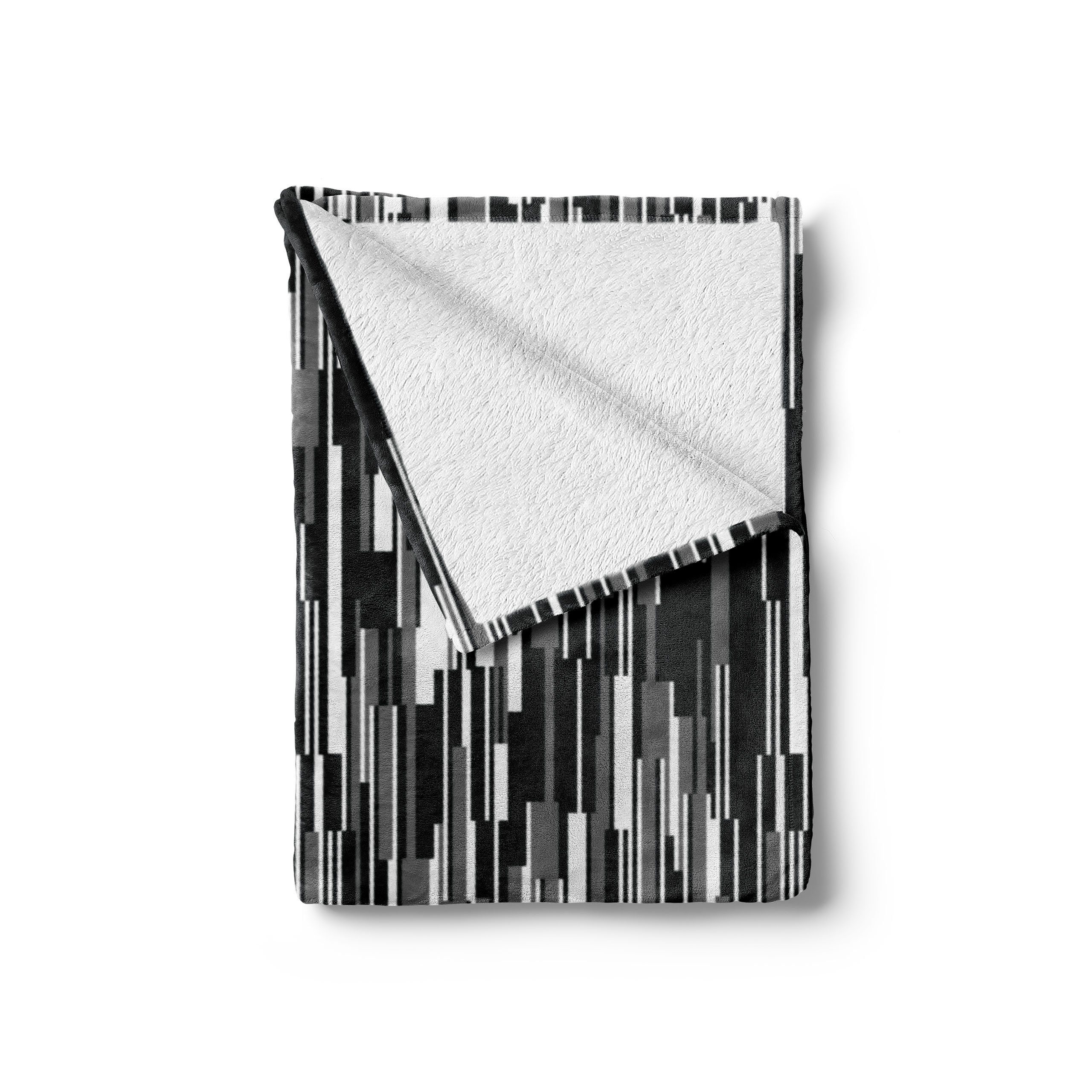 abstrakte Linien Schwarz Wohndecke Innen- Gemütlicher Abakuhaus, weiß und Plüsch den und für Außenbereich,