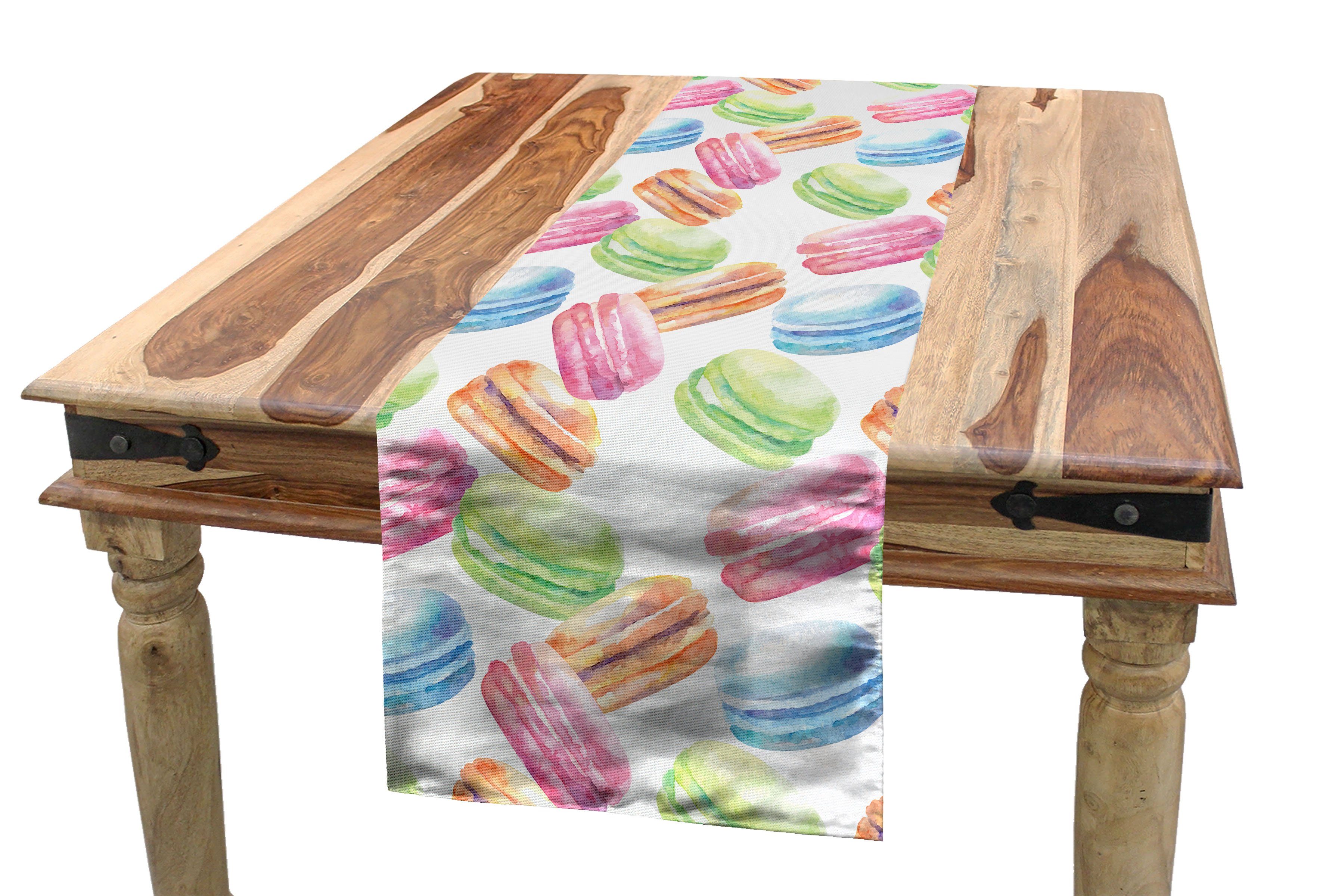Abakuhaus Tischläufer Esszimmer Küche Rechteckiger Dekorativer Tischläufer, Dessert Flyaway Macaron Entwurf | Tischläufer