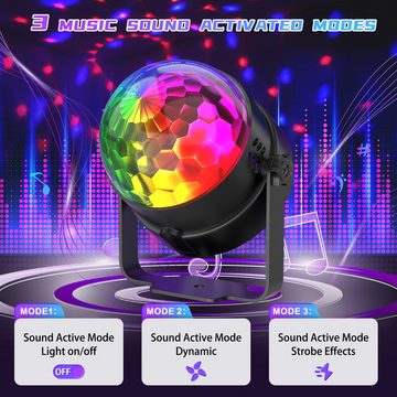 ZonQoonz LED Discolicht Musikgesteuert DJ Party Licht 360° Rotierende Ball Lights, LED, 3W RGB Bühnenlichter, mit Fernbedienung für Geburtstag Weihnachten