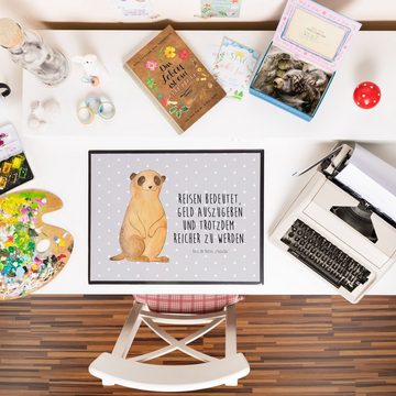 Mr. & Mrs. Panda Schreibtischunterlage Erdmännchen - Grau Pastell - Geschenk, Afrika, Schreibwaren, Spruch, (1 tlg)