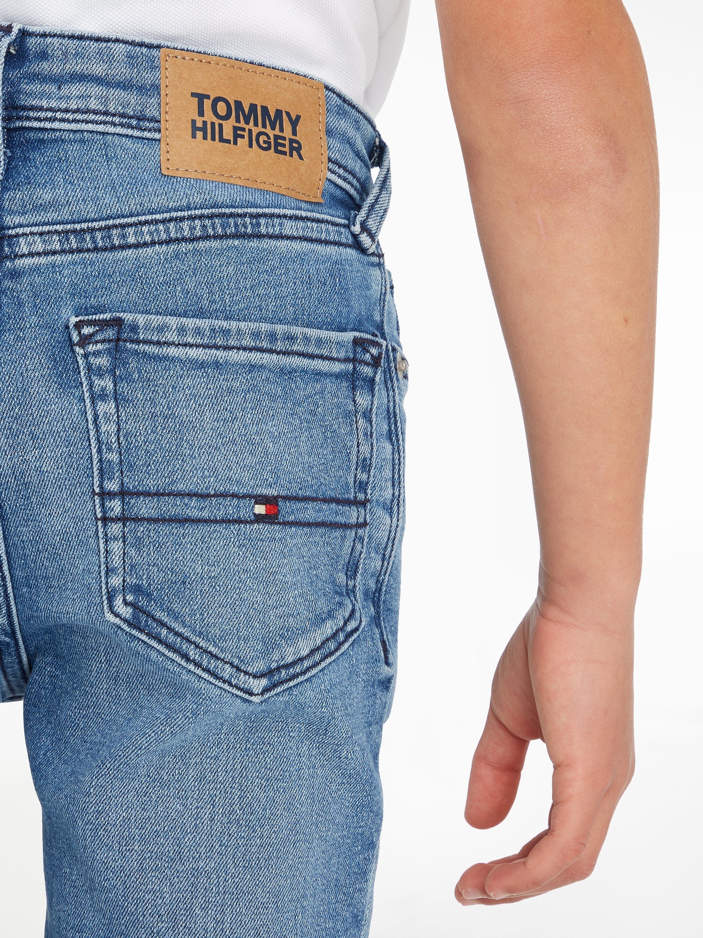 mit Y Hilfiger Leder-Badge BLUE MID Stretch-Jeans SCANTON Tommy