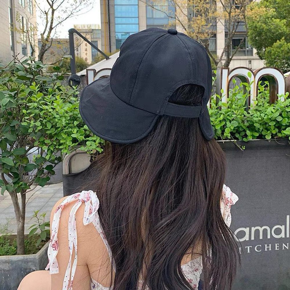 Agger Sonnenhut Faltbarer Sommerhut Damen Atmungsaktiv Mütze Visor Cap Outdoor Hut (Breiter Schirm, Lochdesign für Pferdeschwanz) für Golf Reisen Wandern