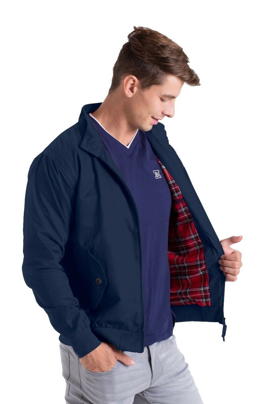 BlauerHafen Jackett Herren Harrington Jacke Casual Classic Langarm Winter D günstig online kaufen