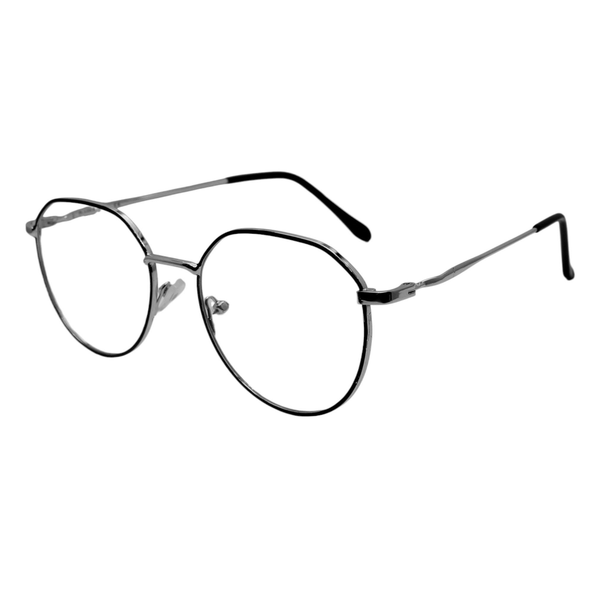 LUXXADA Sonnenbrille (Eckige Anti Blau Licht Brille Hexagon Form Metallbrille Brillenbeutel) PC Computerbrille Anti Blue Light Gläser Panto Brille