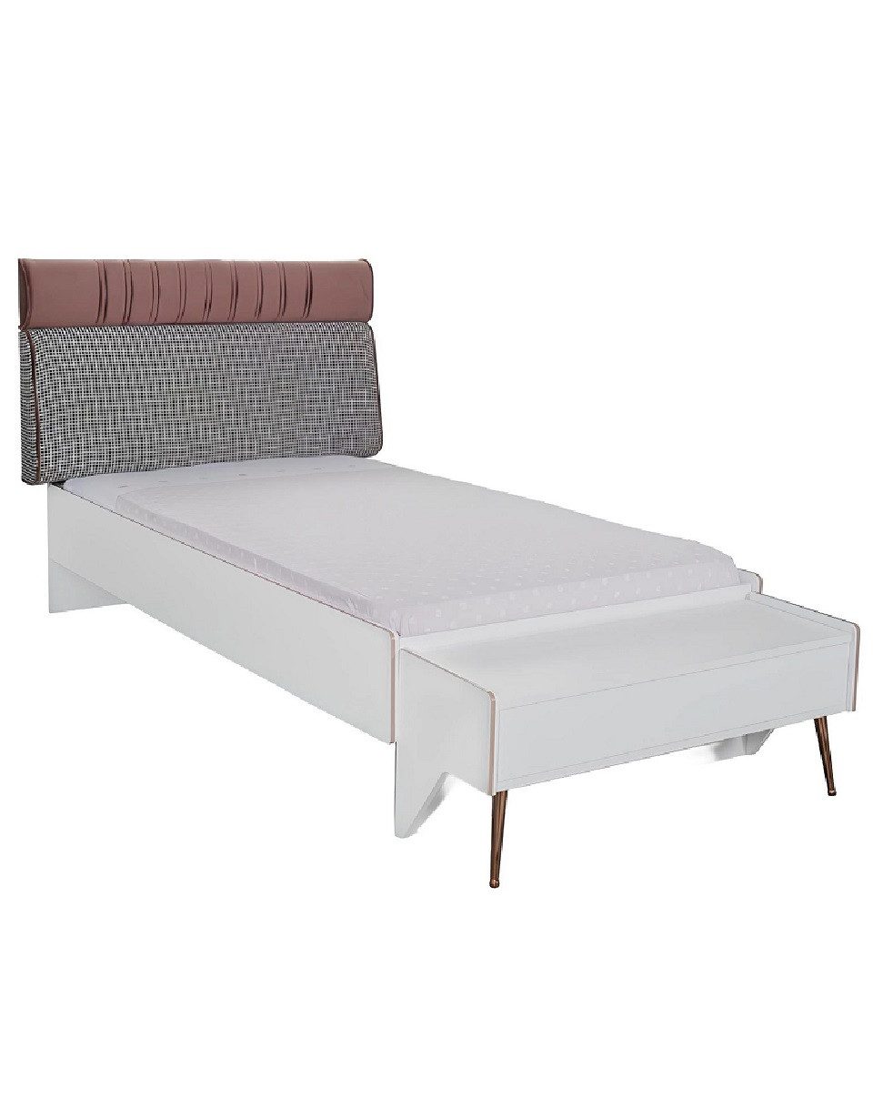 Xlmoebel Jugendbett Weißes Holz Jugendbett im modernen Design für stilvolle Räume (Jugendbett, 1-tlg., Weißes Holz Jugendbett 100 x 200 cm), Hergestellt in Europa