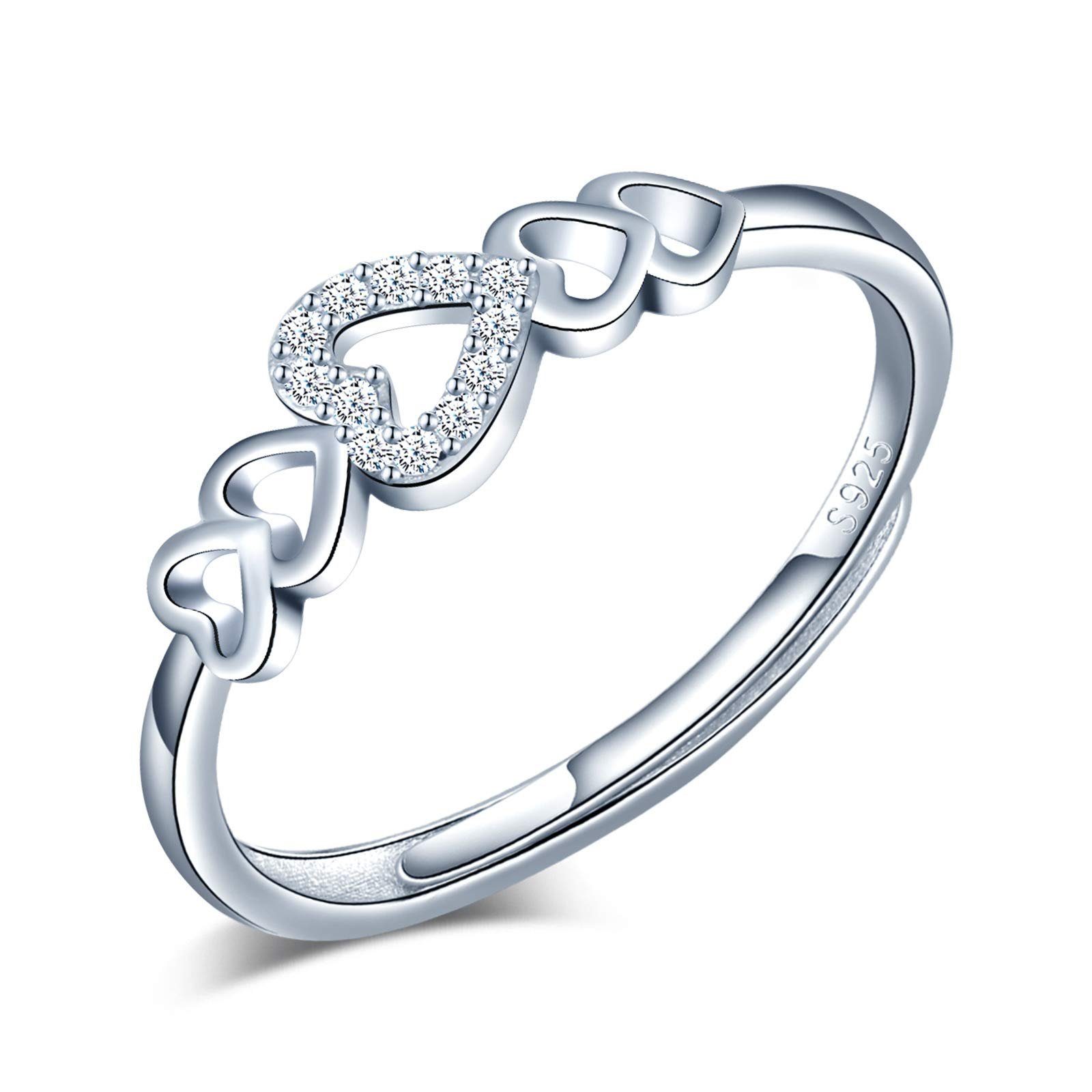 POCHUMIDUU Fingerring S925 Sterling aus Trend Sterlingsilber 925er Frauen Herzform für Silberschmuck Mode Damen Ring, Silber