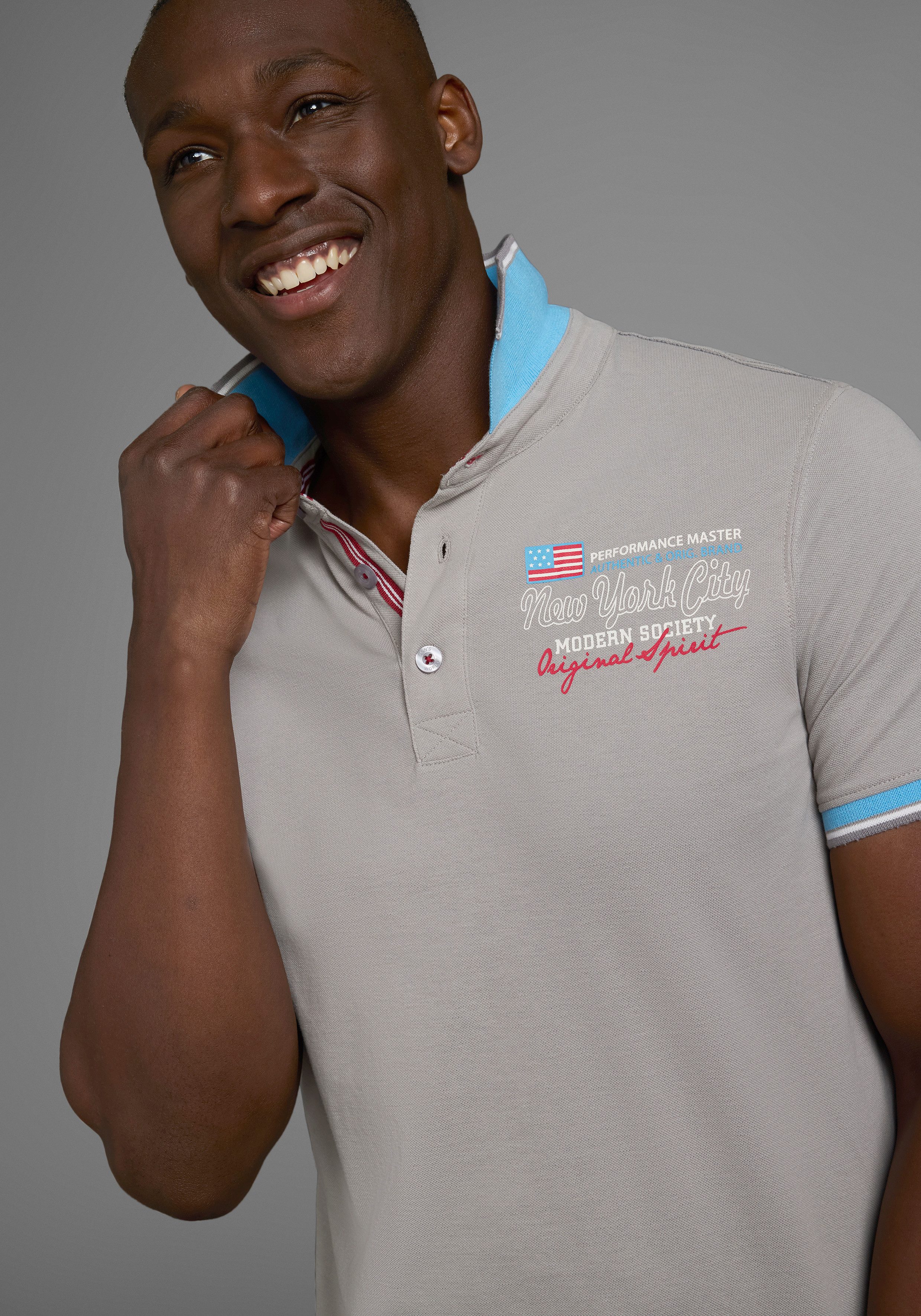 Man's World Poloshirt Kurzarm, lässige Passform, bedruckt, Polokragen