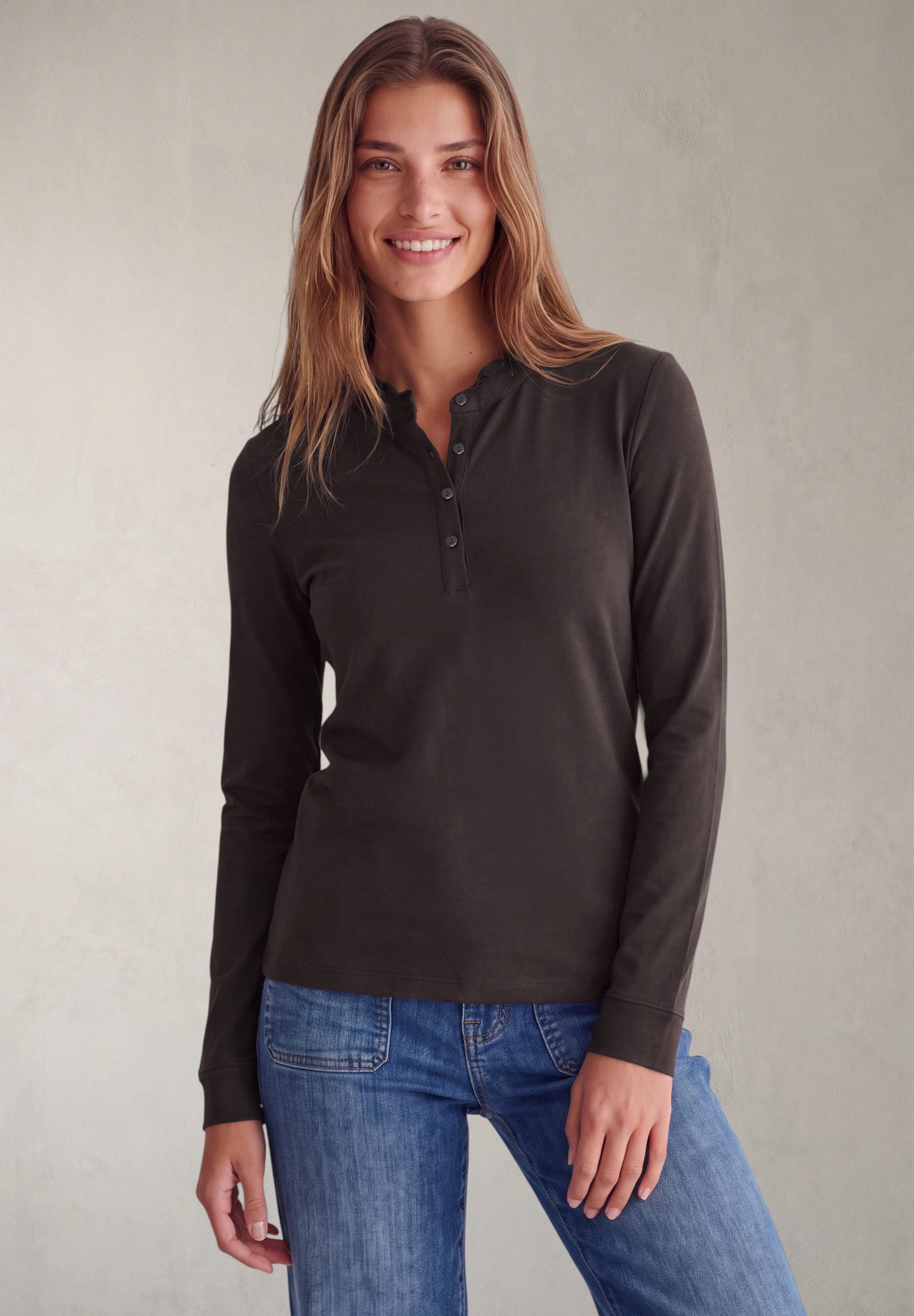STREET ONE STUDIO Langarmshirt in Unifarbe