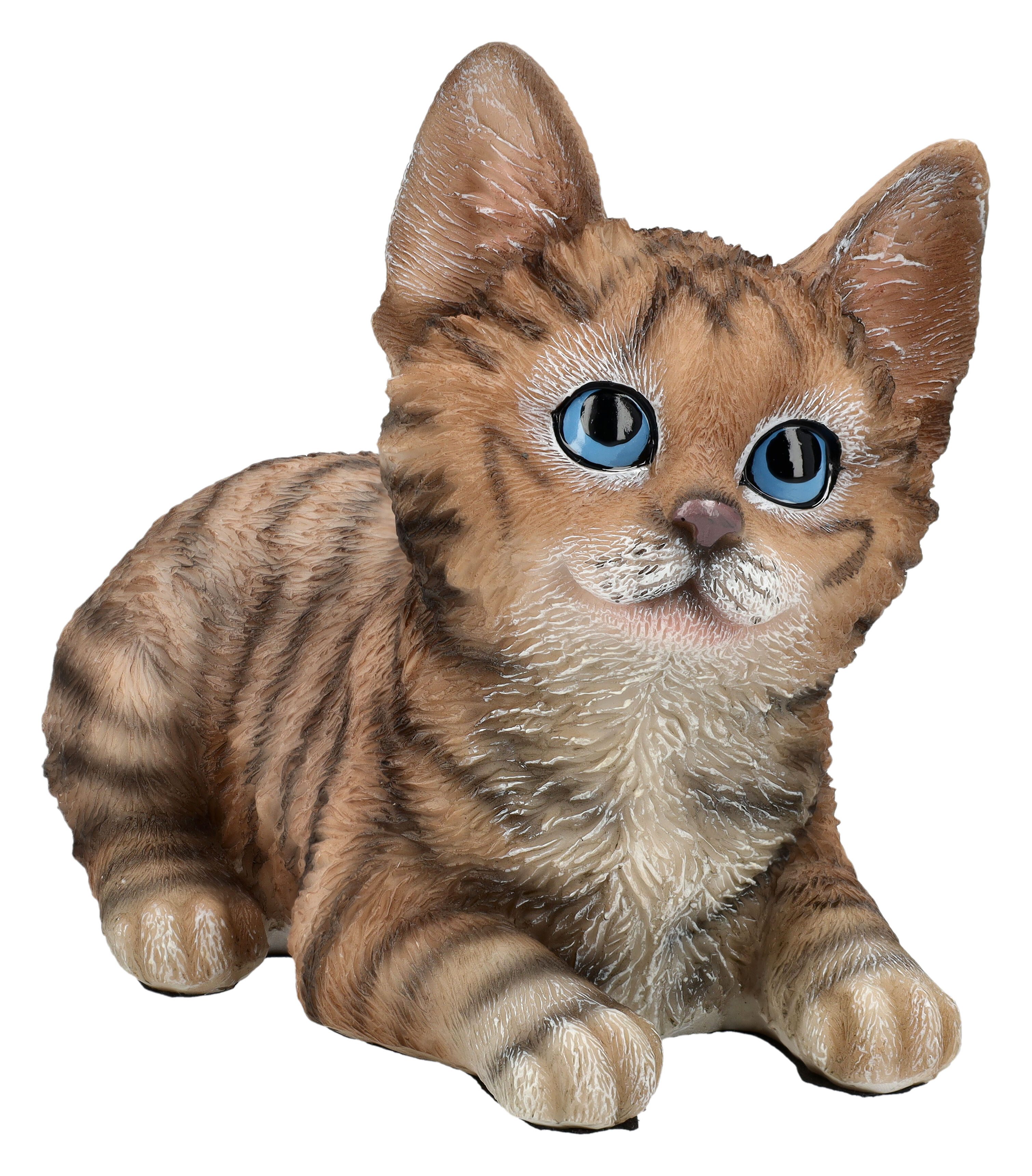 Figuren Shop GmbH Tierfigur Katzenfigur – Getigertes Kitten Dekofigur Sammlerfigur 13 cm Deko
