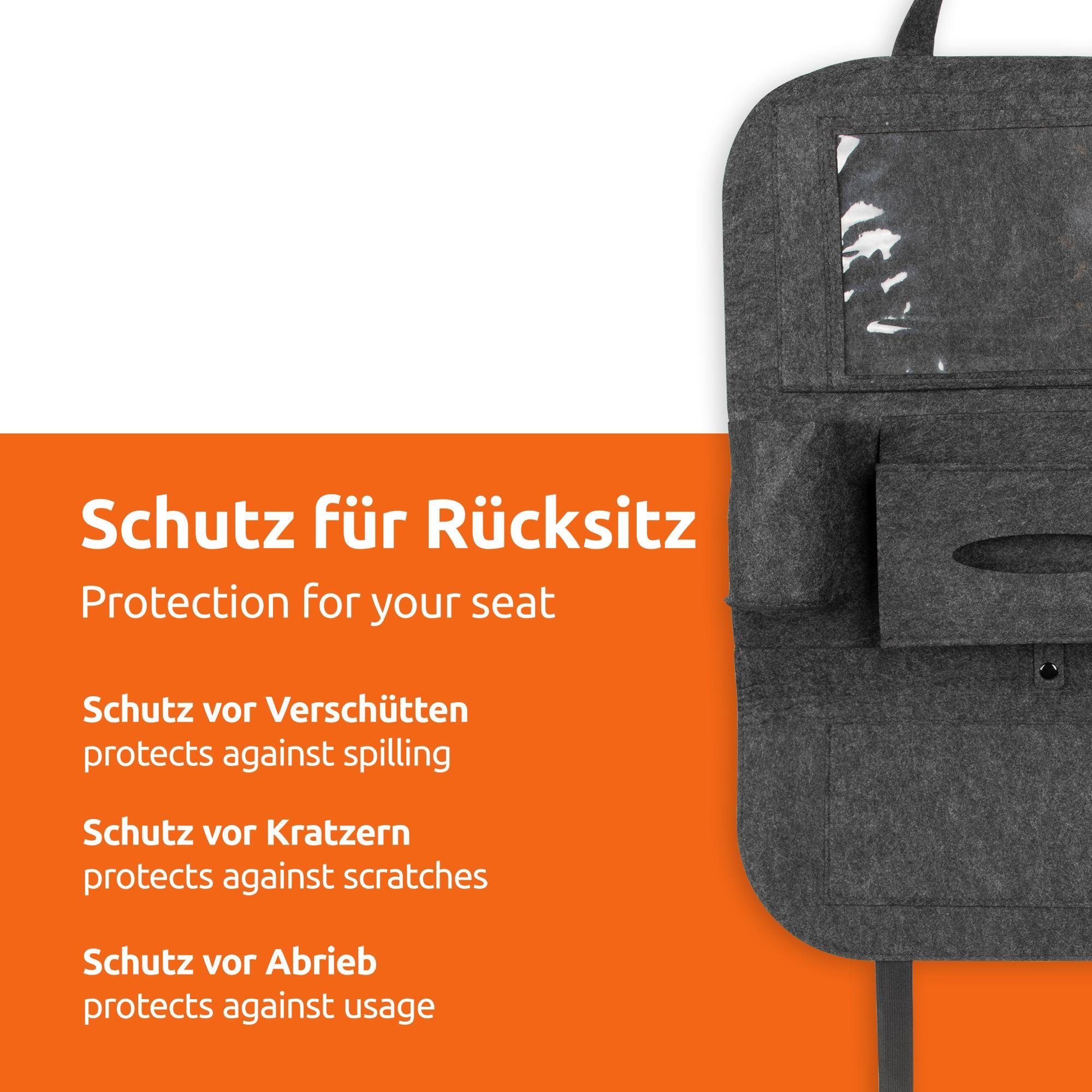 ECENCE Auto-Rückenlehnentasche Rückenlehnen-Schutz 1x Filz Auto Rücksitzschoner (1-tlg)