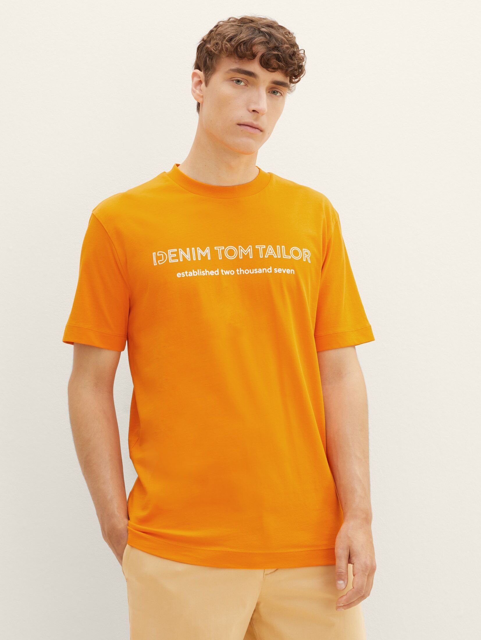 TOM TAILOR Denim T-Shirt T-Shirt mit Logoprint fresh pepper orange