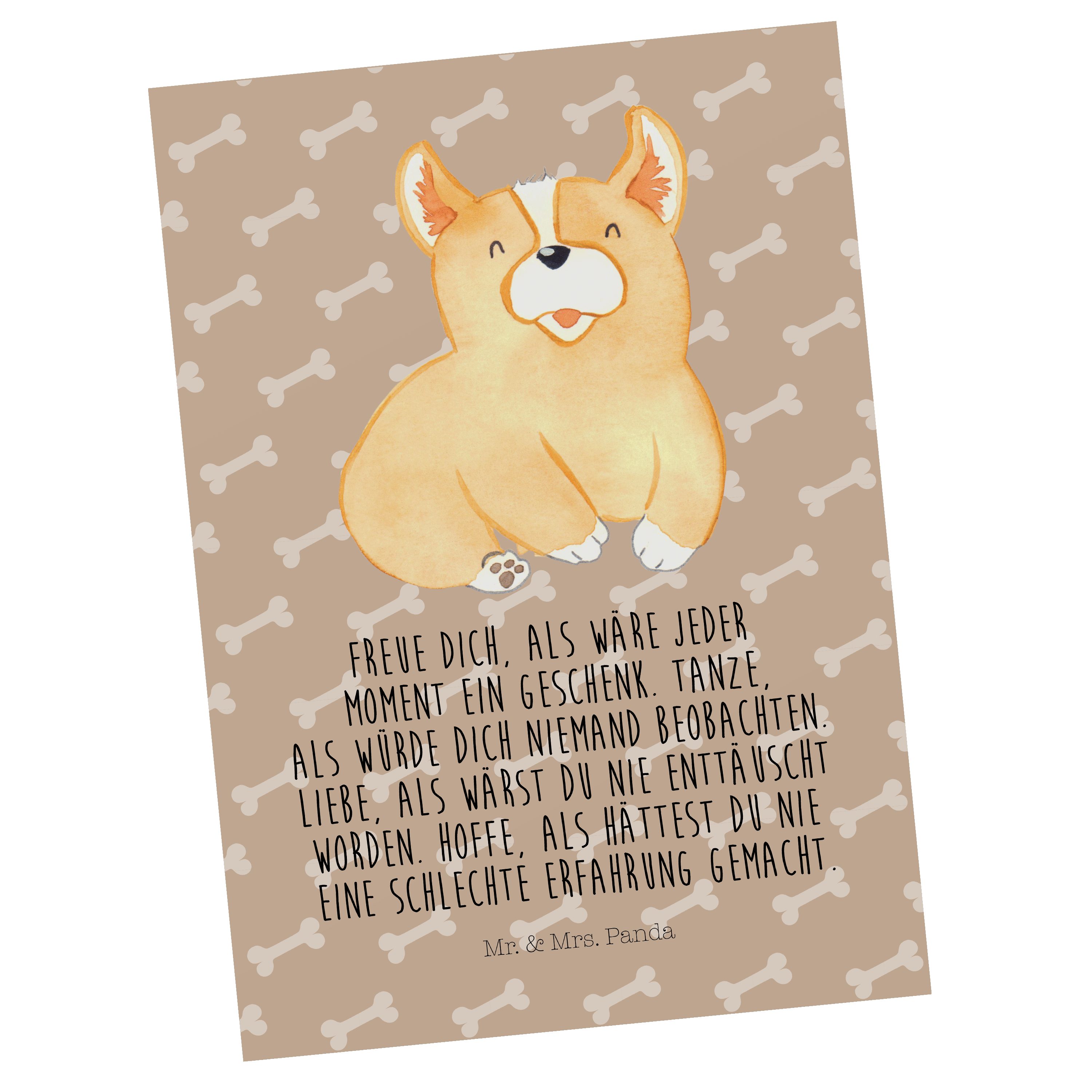 Geschenk, - Mr. & Postkarte Dankeskarte, Hundeglück Haustier, Motivation, Corgie Mrs. Ei Panda -