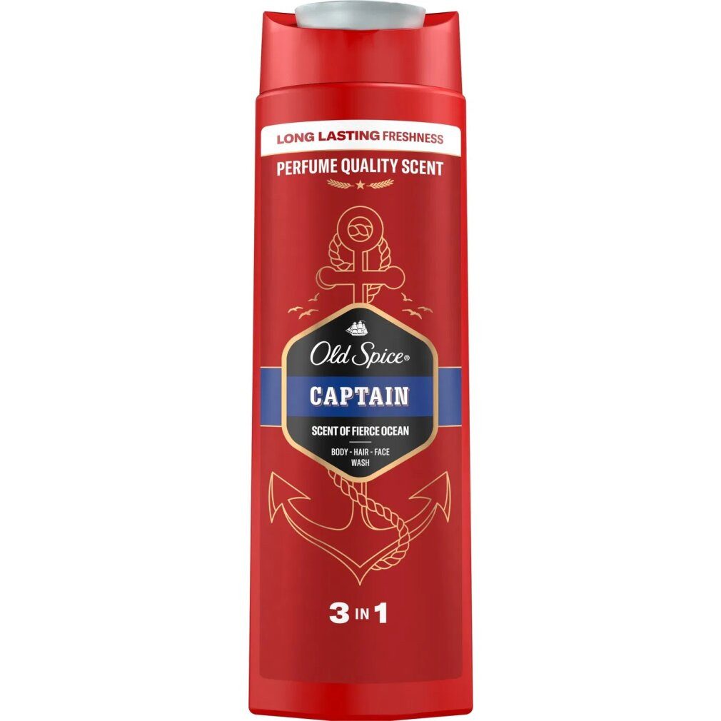 Old Spice Haarshampoo Duschgel 3 in 1 Captain (Duschgel + Shampoo) - Volumen: 400 ml