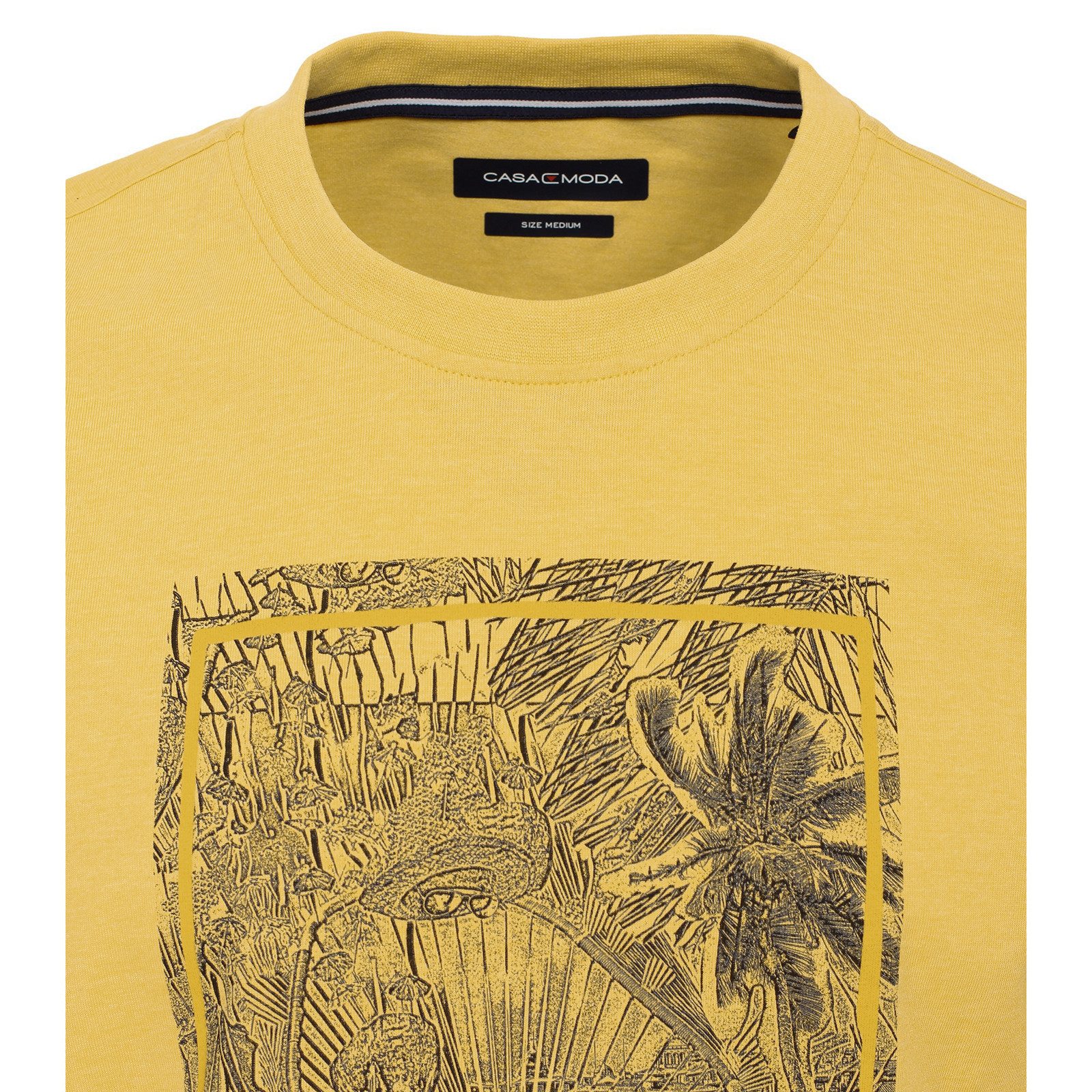 CASAMODA Rundhalsshirt CasaModa XXL T-Shirt senfgelb Sommer-Frontprint günstig online kaufen